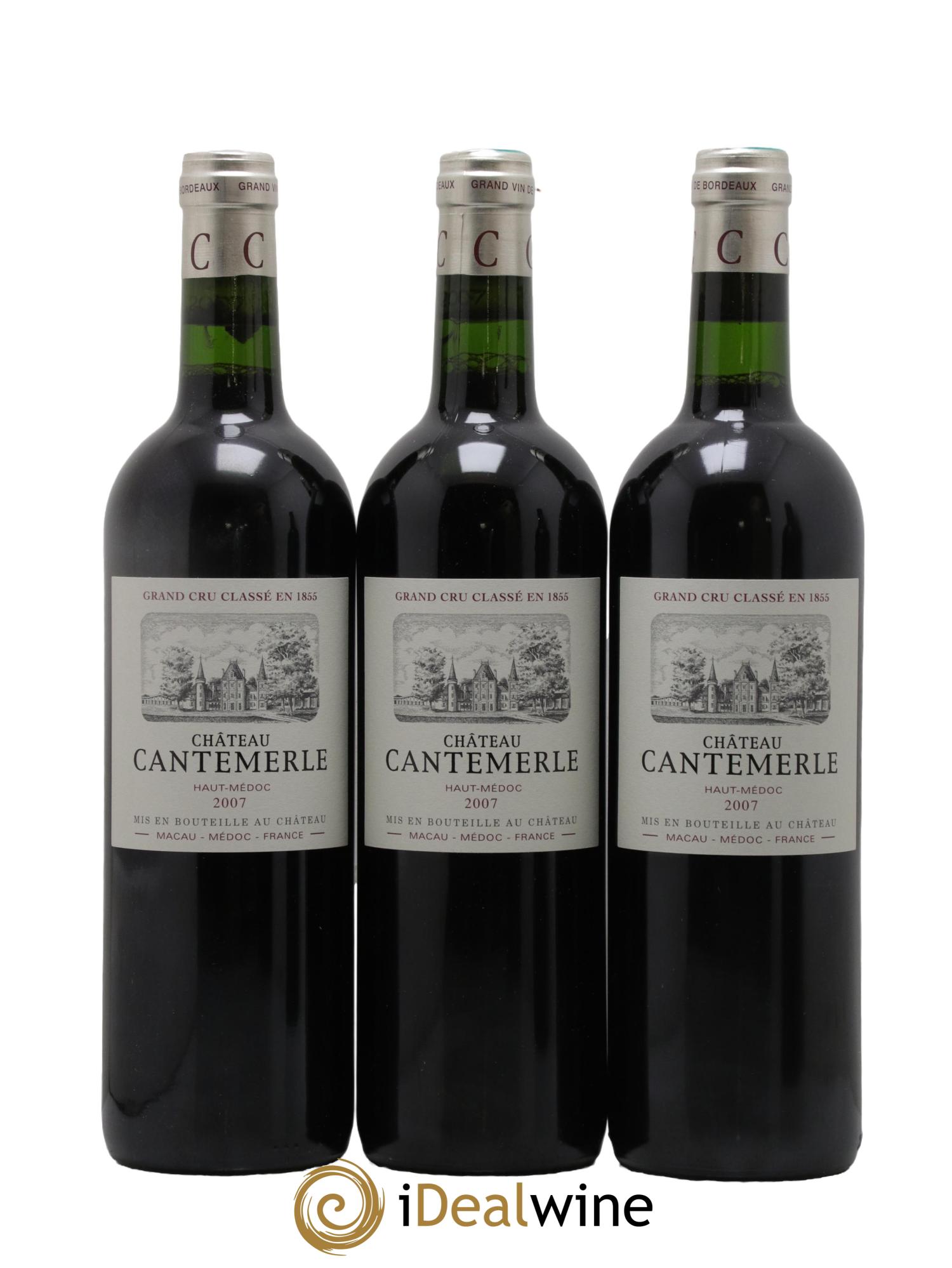 Château Cantemerle 5ème Grand Cru Classé 2007 - Posten von 3 Flaschen - 0