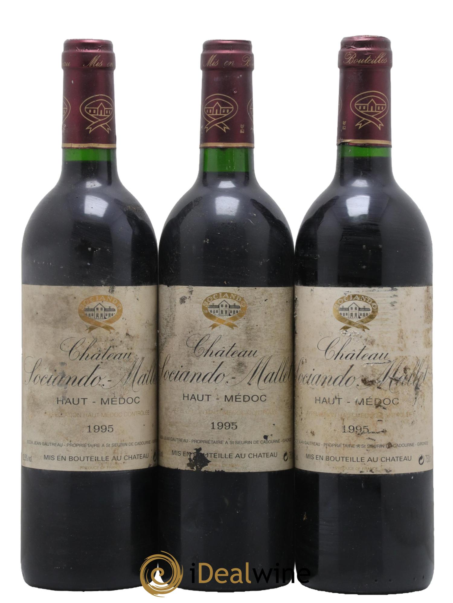 Château Sociando Mallet 1995 - Posten von 3 Flaschen - 0