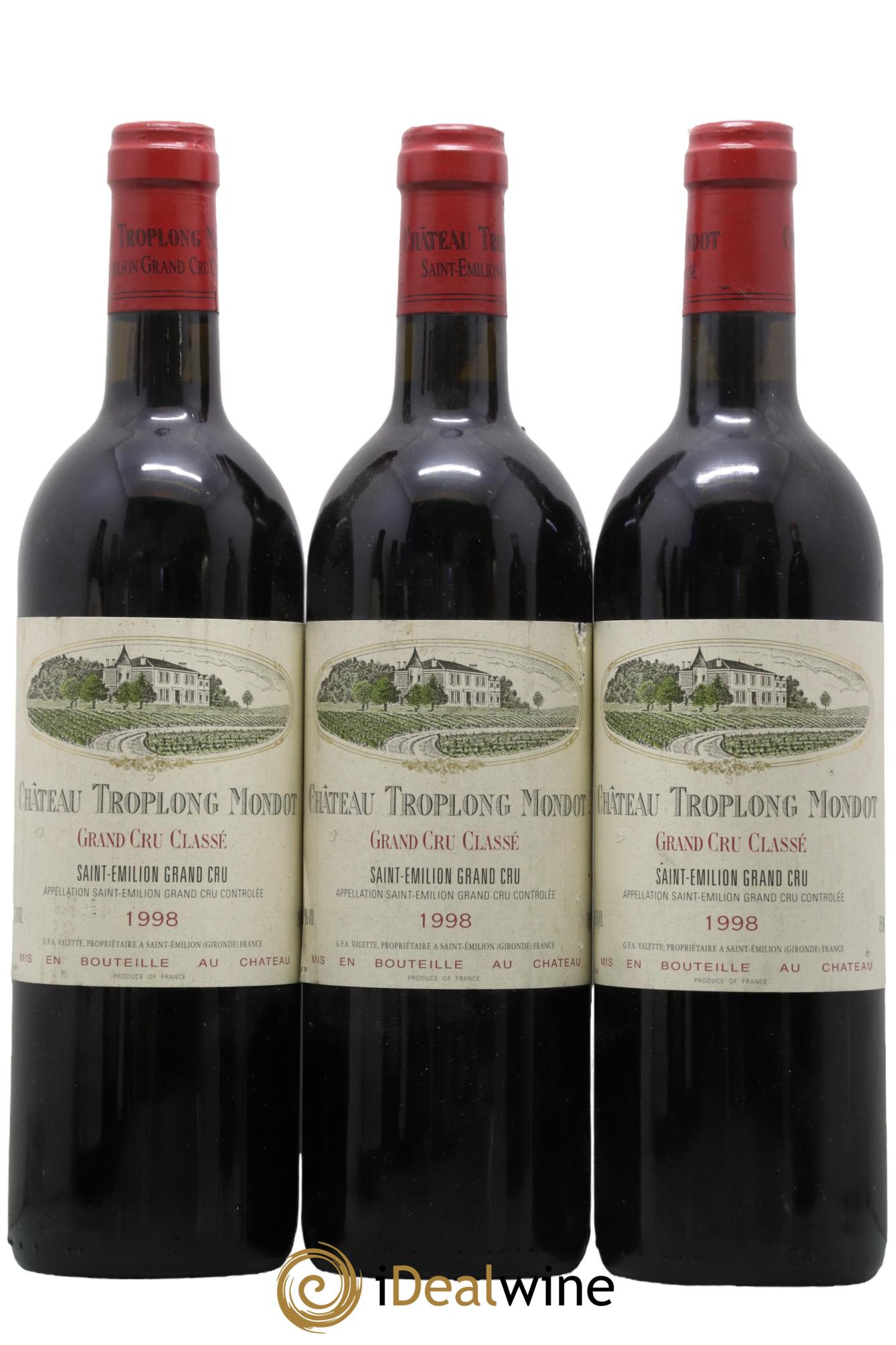 Château Troplong Mondot 1er Grand Cru Classé B 1998 - Lotto di 3 bottiglie - 0