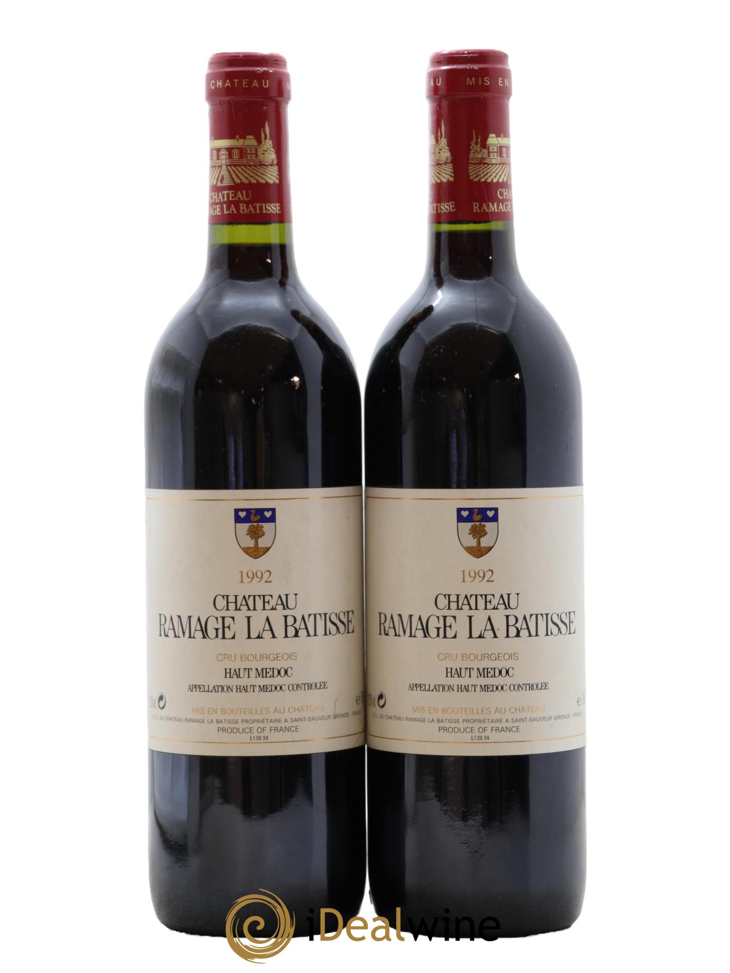 Château Ramage la Bâtisse Cru Bourgeois 1992 - Lot of 2 bottles - 0