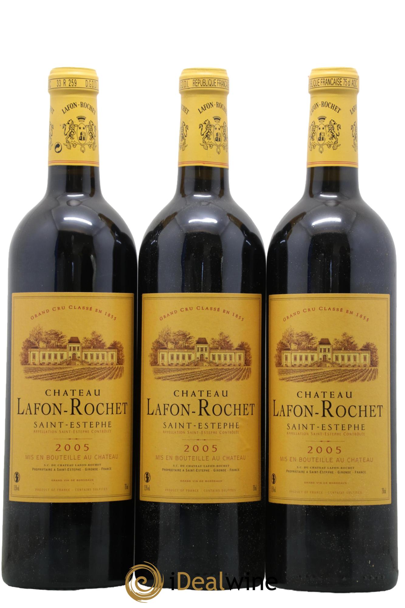 Château Lafon Rochet 4ème Grand Cru Classé 2005 - Lot de 3 bouteilles - 0