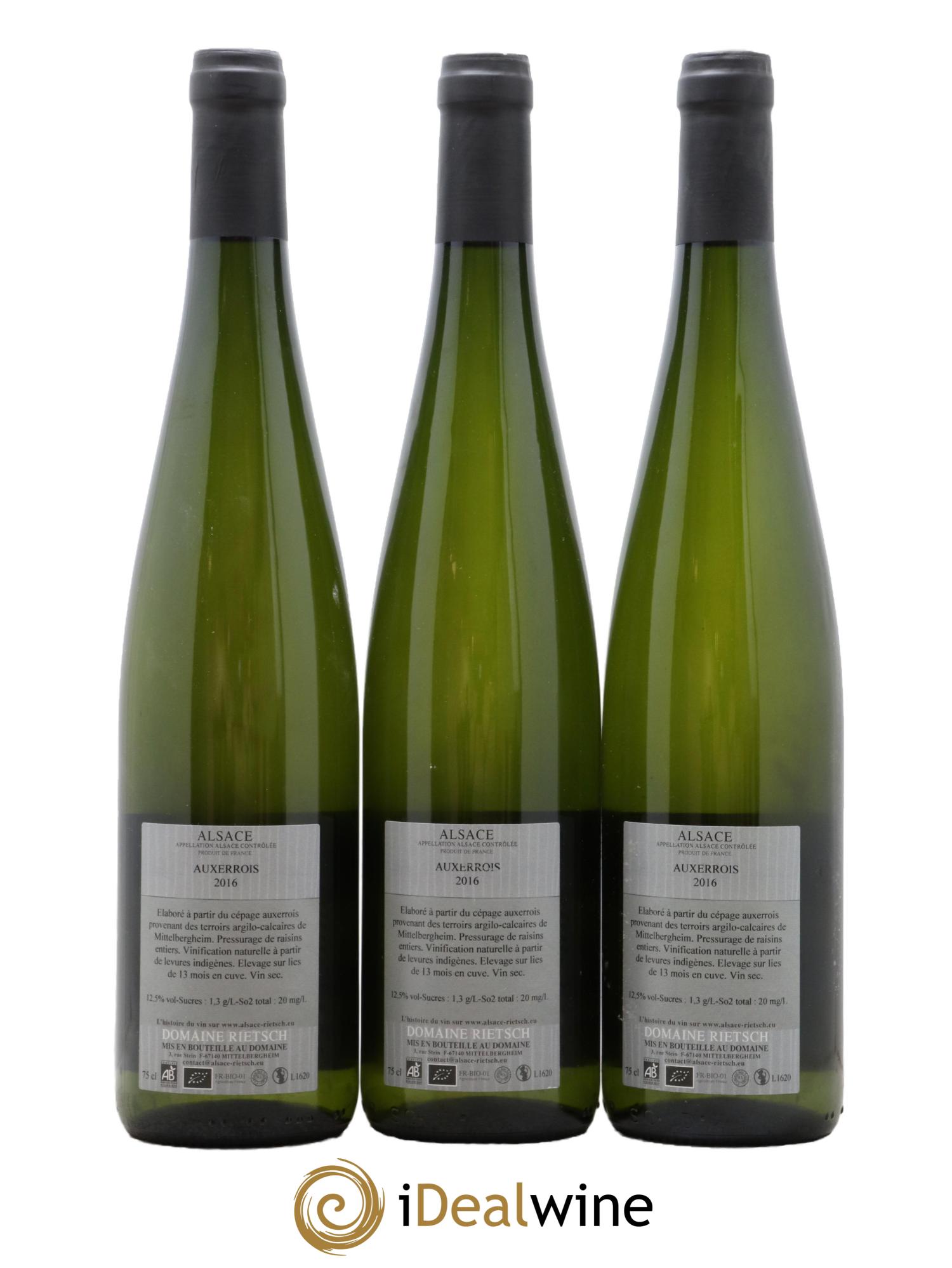 Alsace Entre Chien et Loup Rietsch Pinot Auxerrois 2016 - Lot de 3 bouteilles - 1