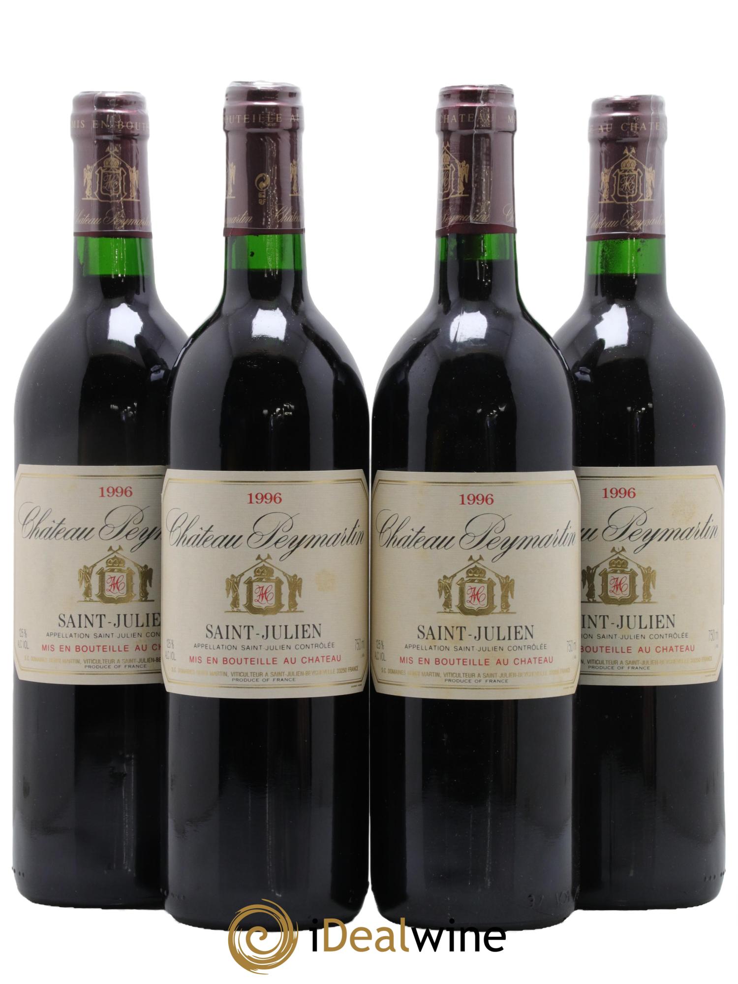 Saint-Julien Chateau Peymartin 1996 - Lot de 4 bouteilles - 0