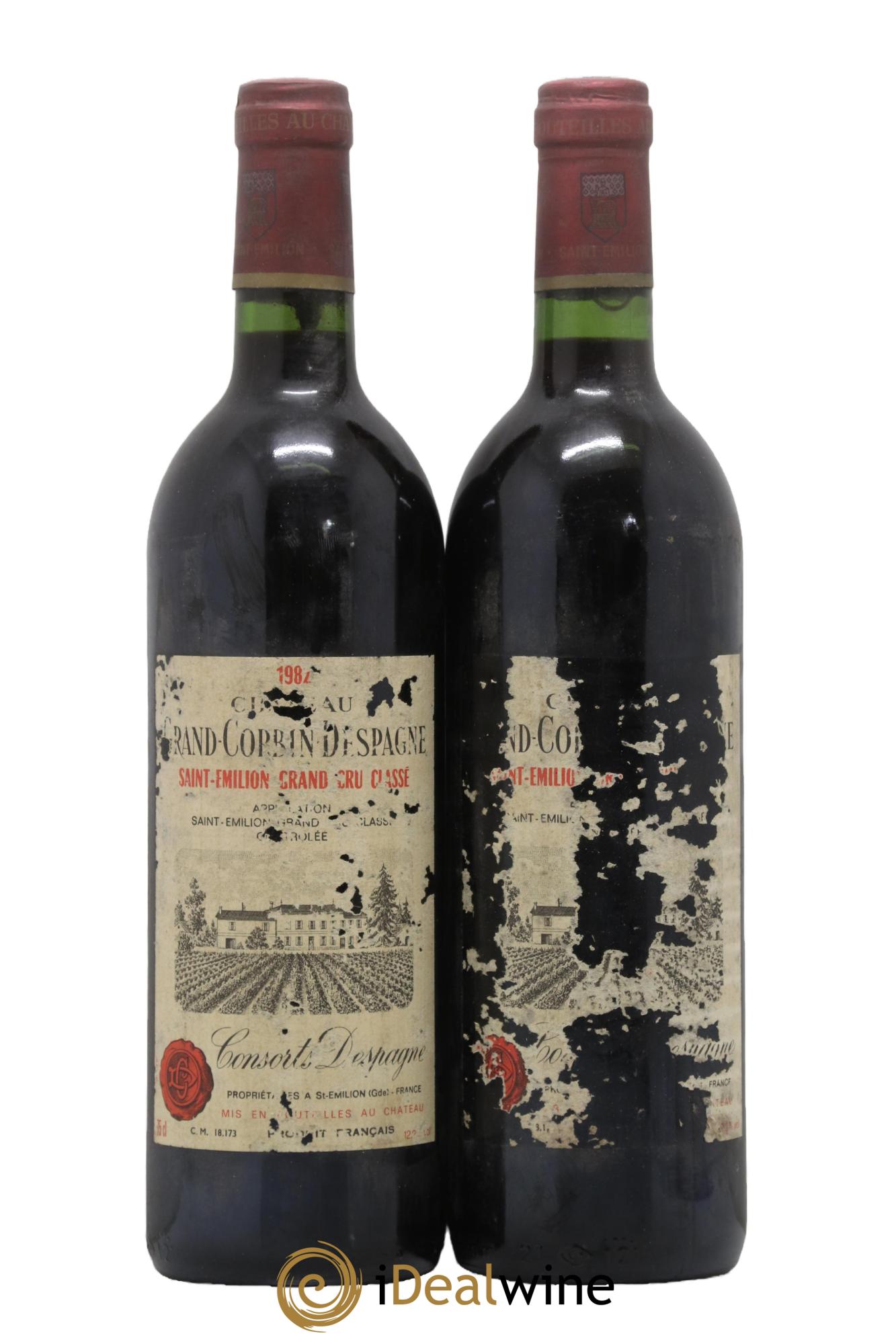 Château Grand Corbin Despagne Grand Cru Classé 1982 - Lot de 2 bouteilles - 0