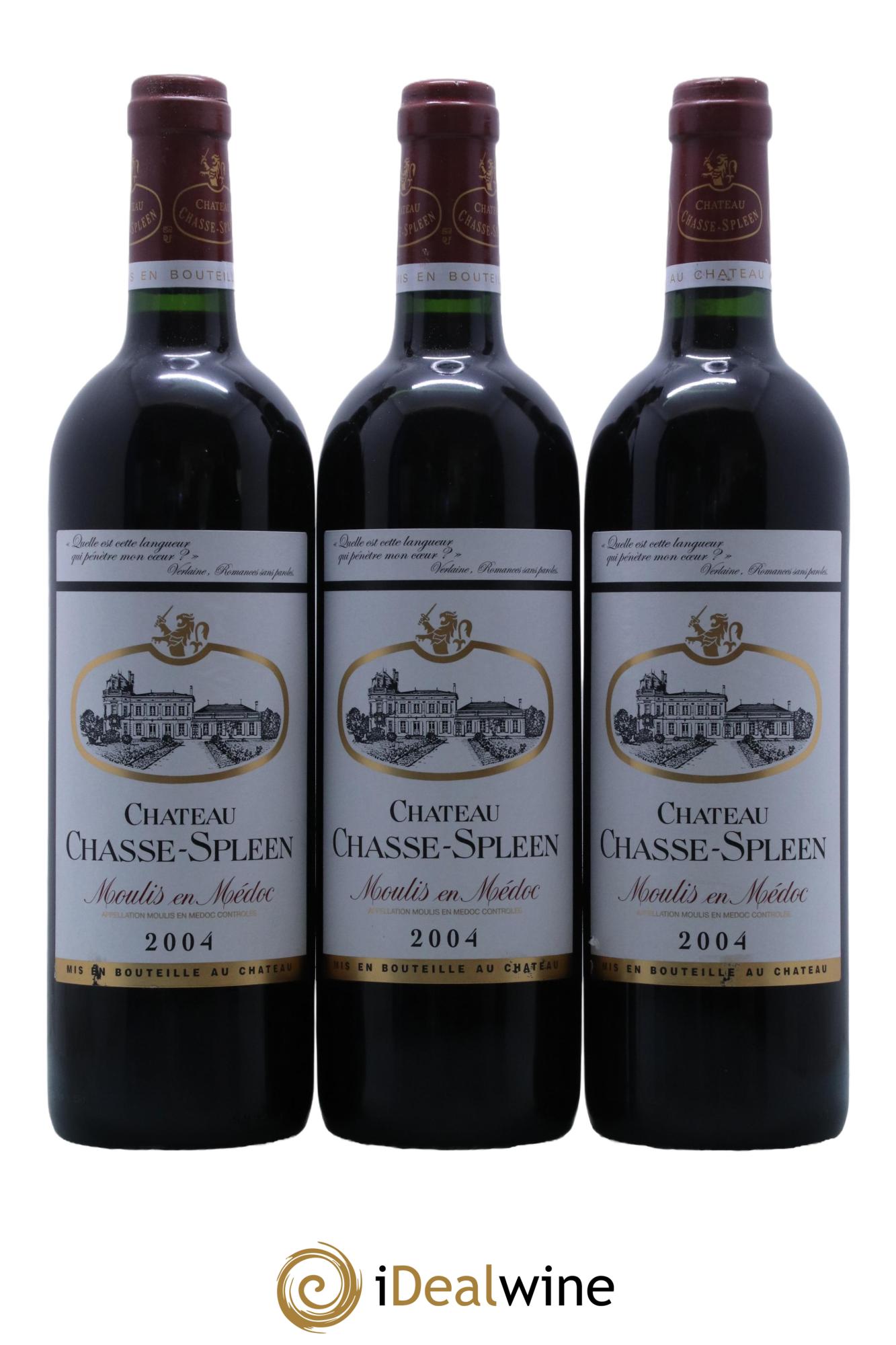 Château Chasse Spleen  2004 - Lotto di 3 bottiglie - 0