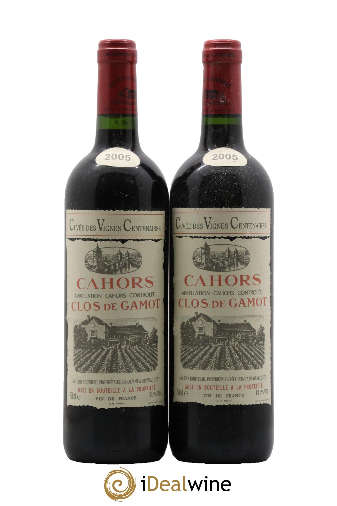 Cahors Cuvée des Vignes Centenaires Clos de Gamot 2005 - Lotto di 2 bottiglie - 0