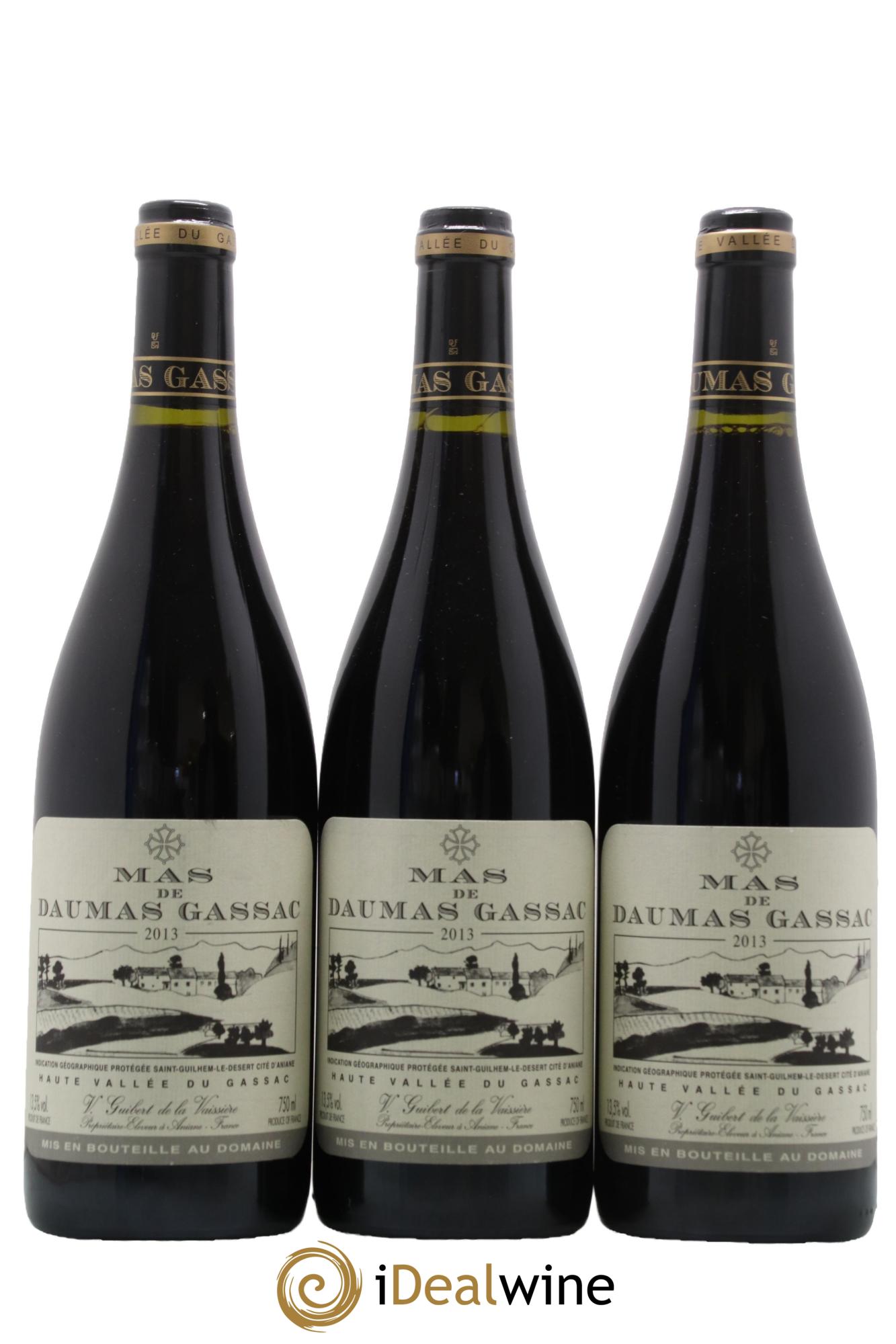 IGP St Guilhem-le-Désert - Cité d'Aniane Mas Daumas Gassac Famille Guibert de La Vaissière 2013 - Lot de 3 bouteilles - 0