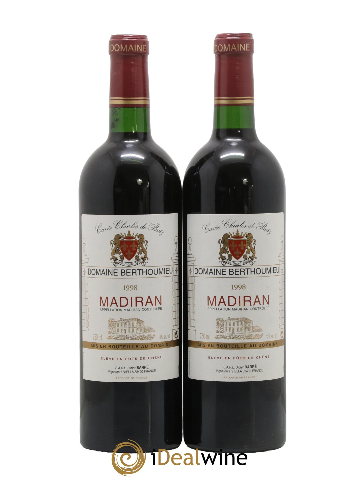 Madiran Cuvée Charles de Batz Domaine Berthoumieu 1998 - Posten von 2 Flaschen - 0