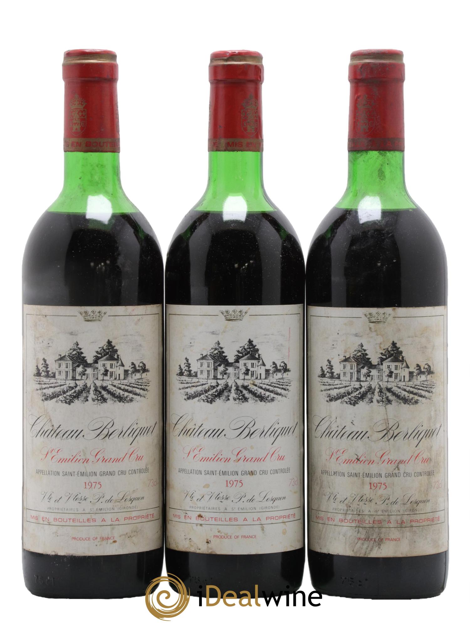 Château Berliquet Grand Cru Classé 1975 - Posten von 3 Flaschen - 0