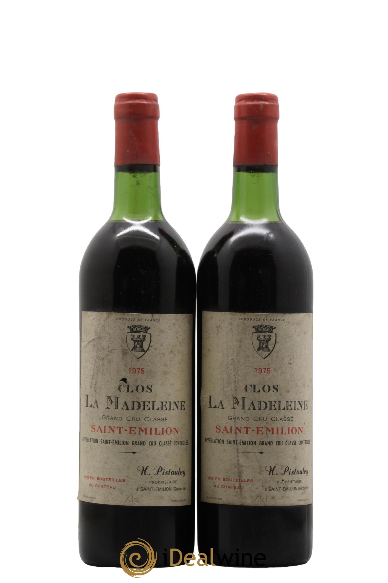 Clos la Madeleine Grand Cru Classé 1975 - Lot of 2 bottles - 0