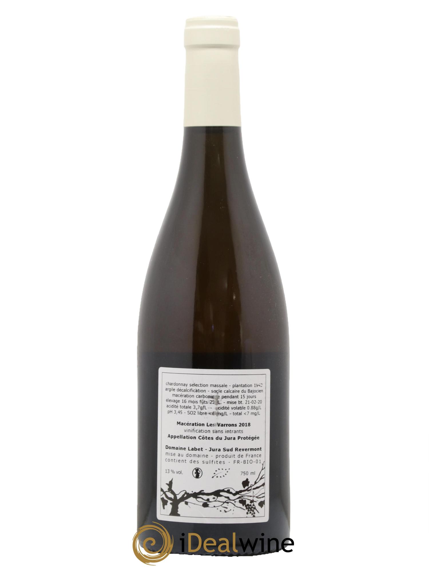 Côtes du Jura Chardonnay Les Varrons Macération Romain - Julien  - Charline Labet 2018 - Lot de 1 bouteille - 1