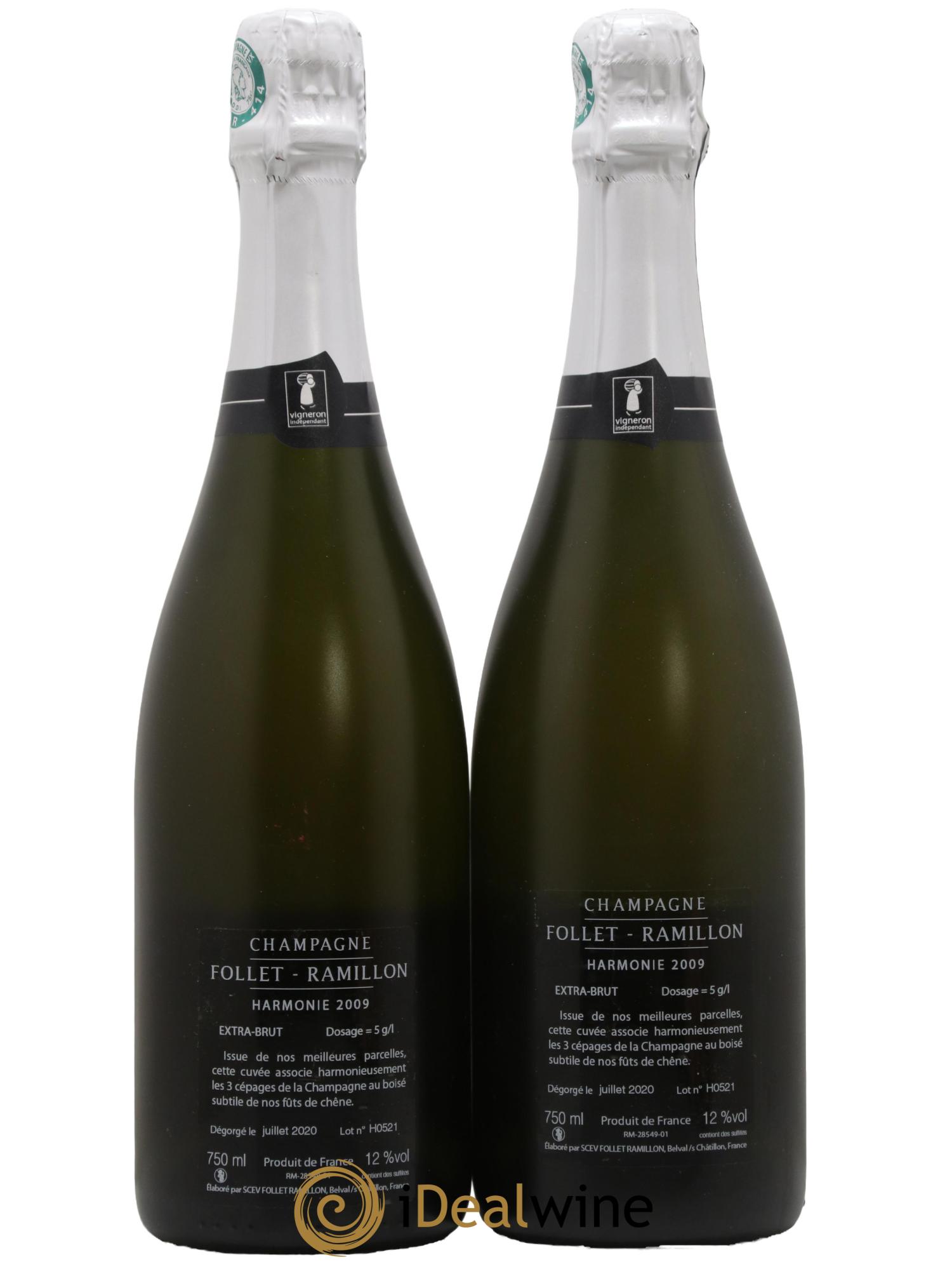 Champagne Extra-Brut Harmonie Maison Follet-Ramillon 2009 - Lotto di 2 bottiglie - 1