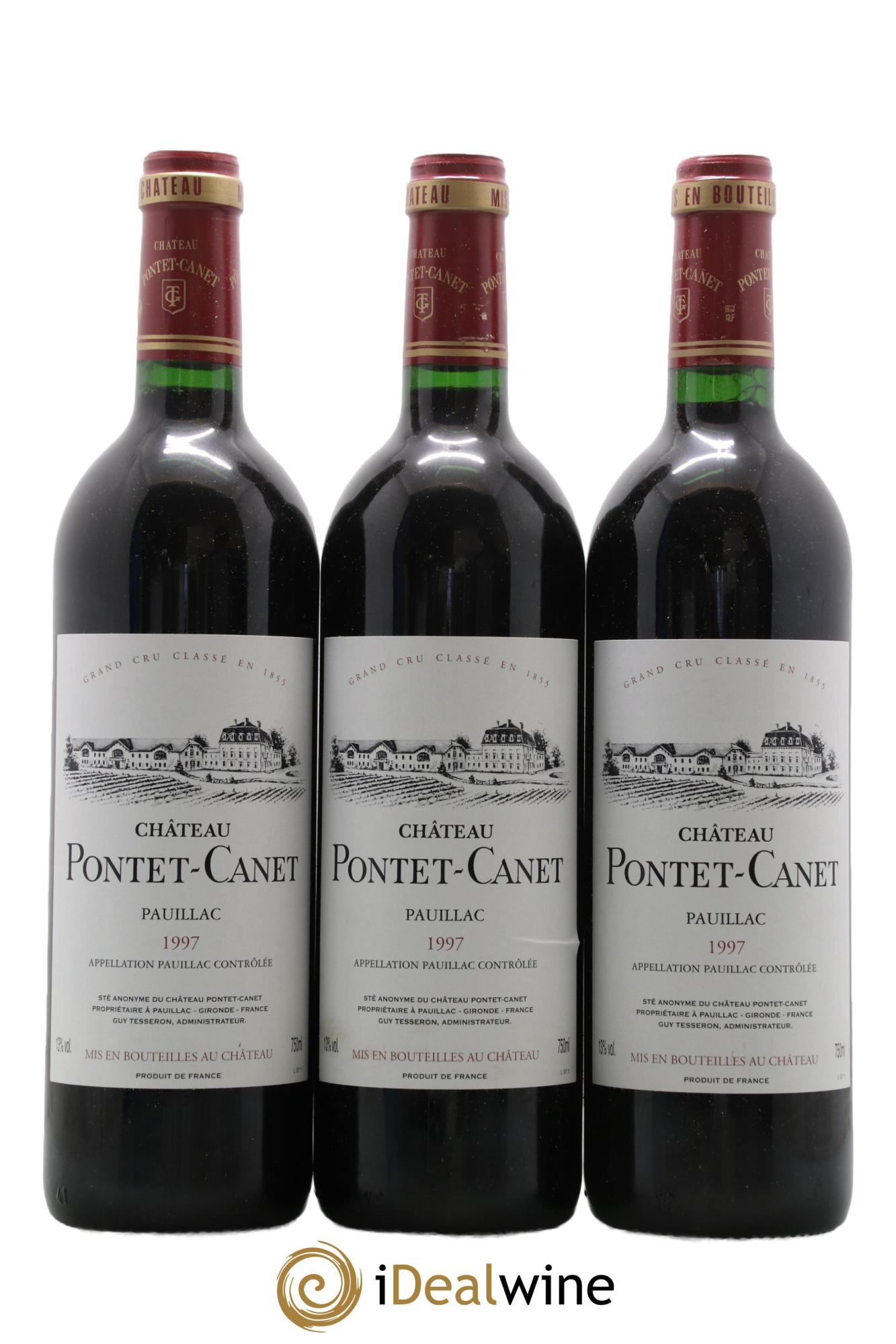 Château Pontet Canet 5ème Grand Cru Classé 1997 - Lot de 3 bouteilles - 0