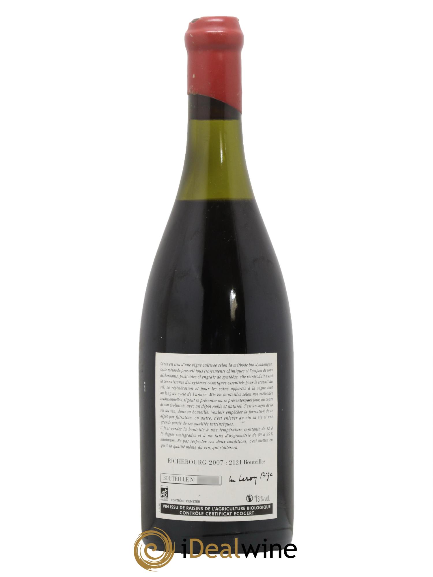 Richebourg Grand Cru Leroy (Domaine) 2007 - Lot de 1 bouteille - 1