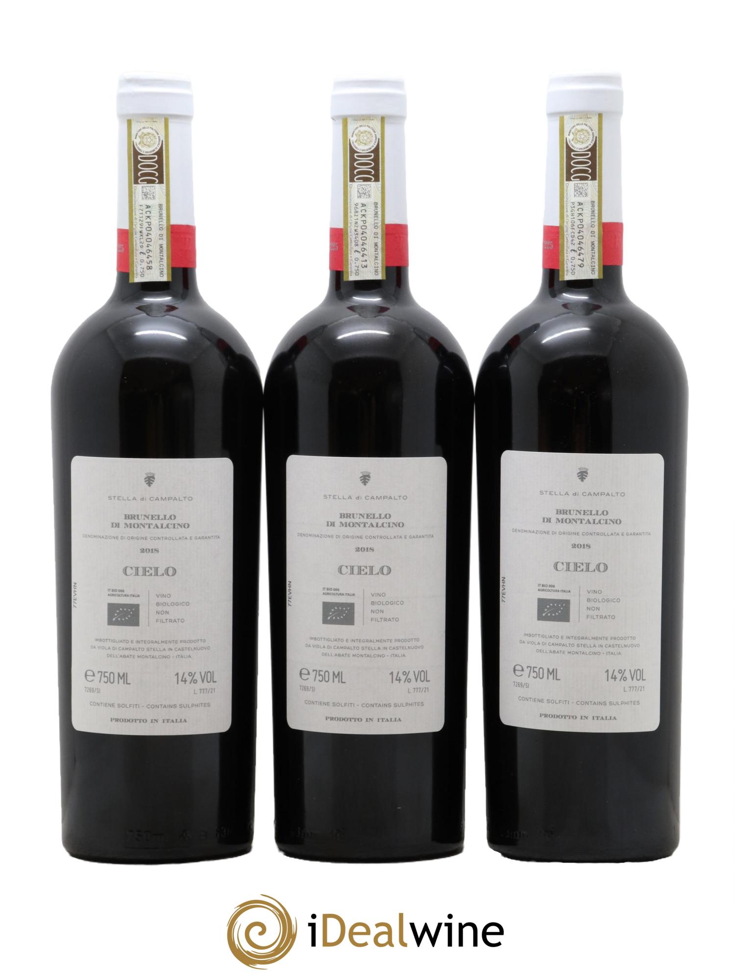 Brunello di Montalcino DOCG Cielo Stella di Campalto 2018 - Lot of 3 bottles - 1