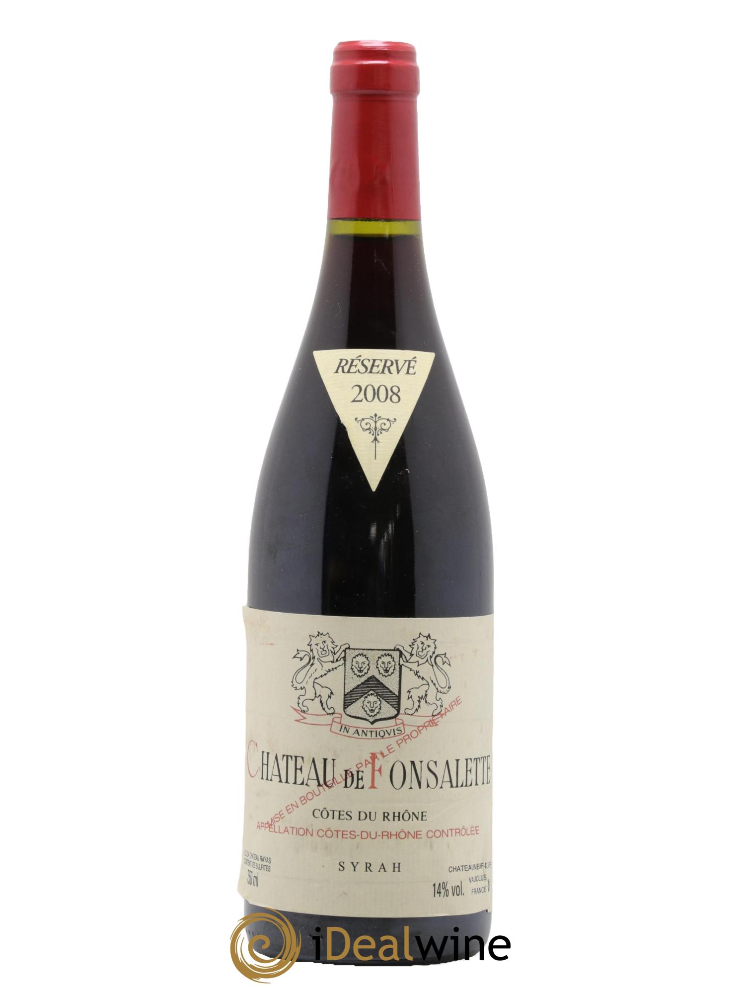 Côtes du Rhône Cuvée Syrah Château de Fonsalette 2008 - Lot de 1 bouteille - 0