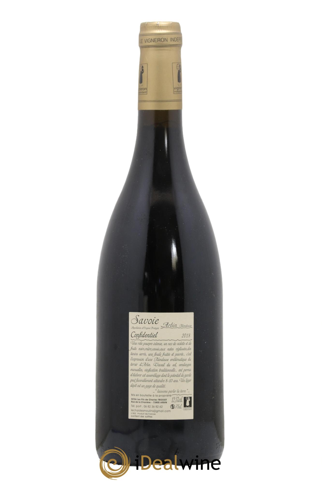 Vin de Savoie Arbin Mondeuse Confidentiel Trosset 2018 - Posten von 1 Flasche - 1