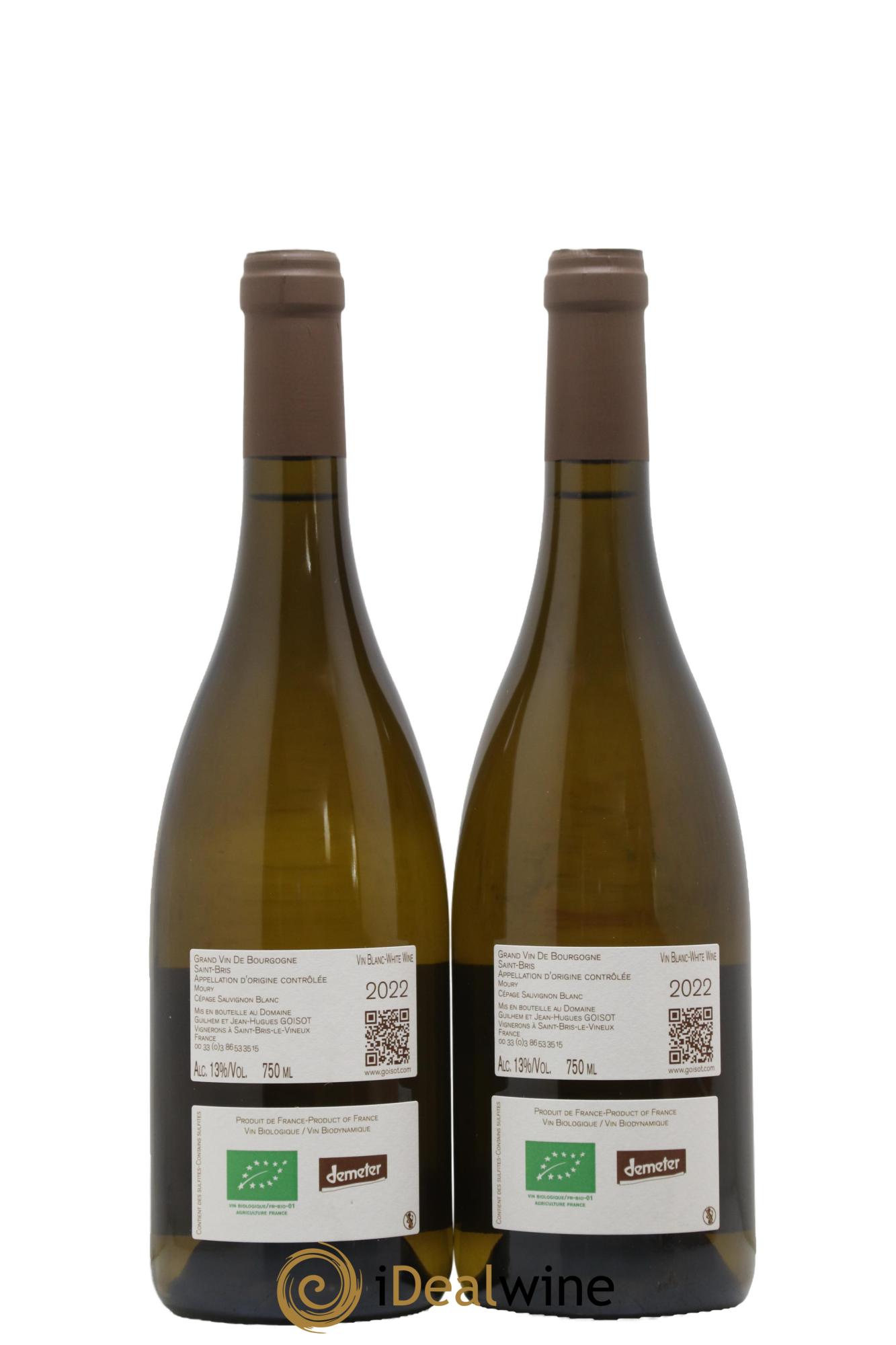 Bourgogne Saint Bris Moury Domaine Goisot 2022 - Lot of 2 bottles - 1