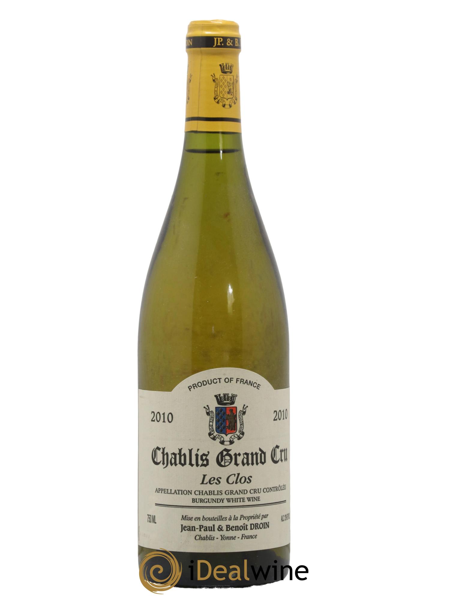 Chablis Grand Cru Les Clos Jean-Paul & Benoît Droin (Domaine) 2010 - Lot of 1 bottle - 0