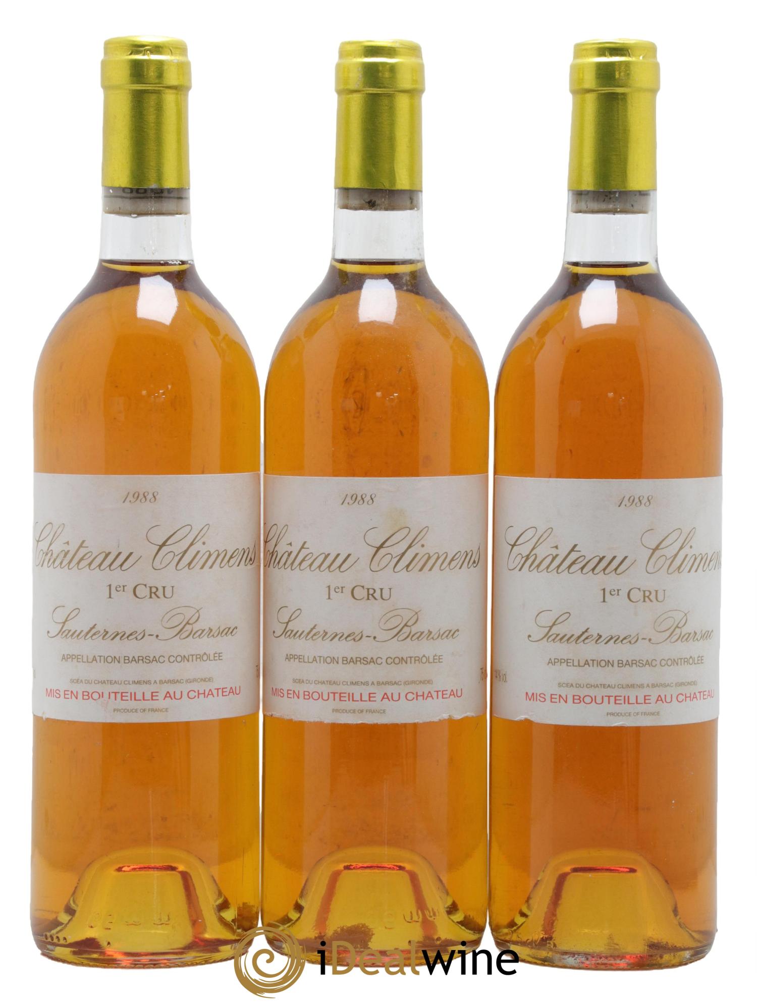 Château Climens 1er Grand Cru Classé 1988 - Lot of 3 bottles - 0