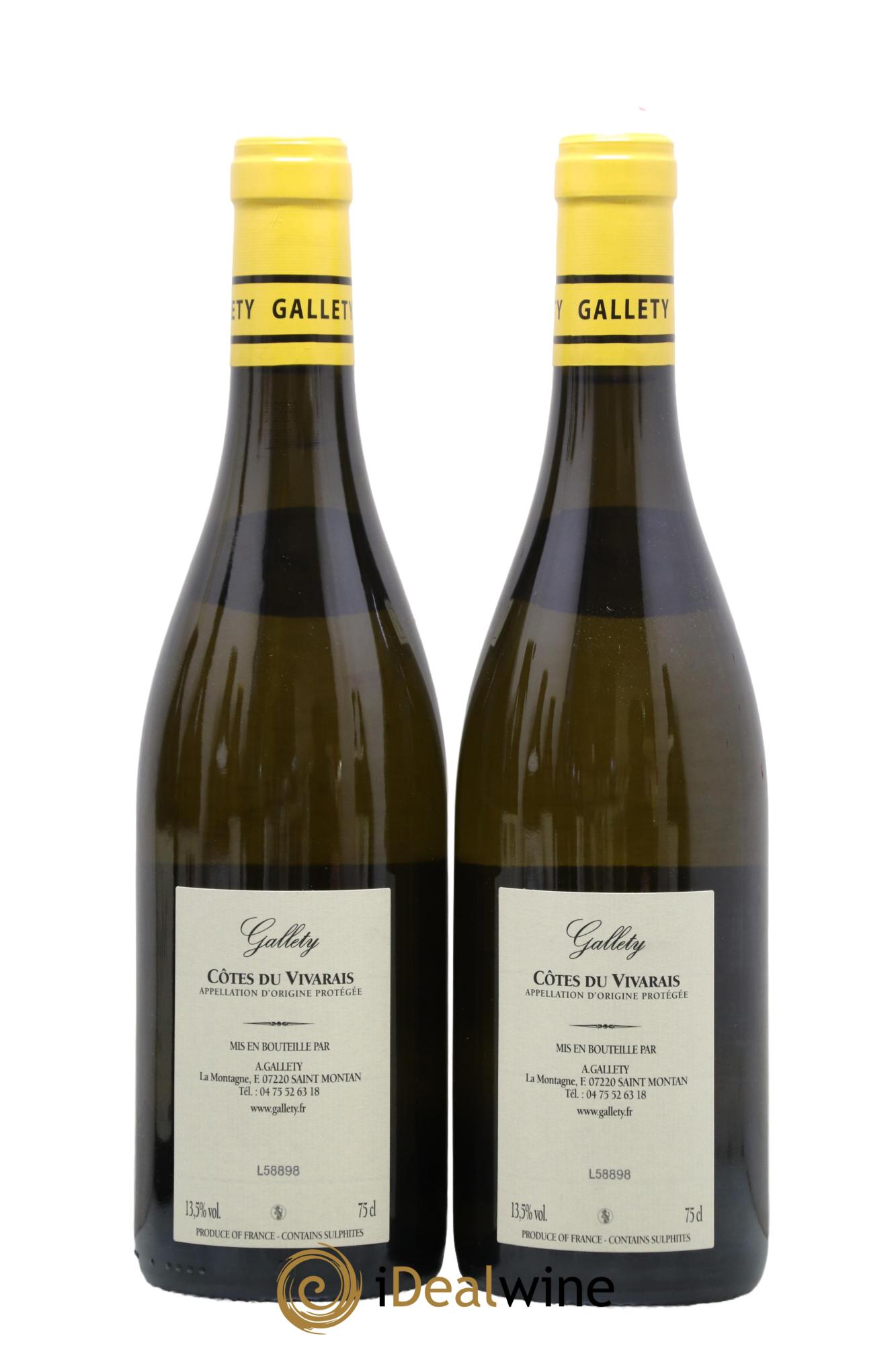 Côtes du Vivarais Blanc  Gallety (Domaine) 2022 - Lot of 2 bottles - 1