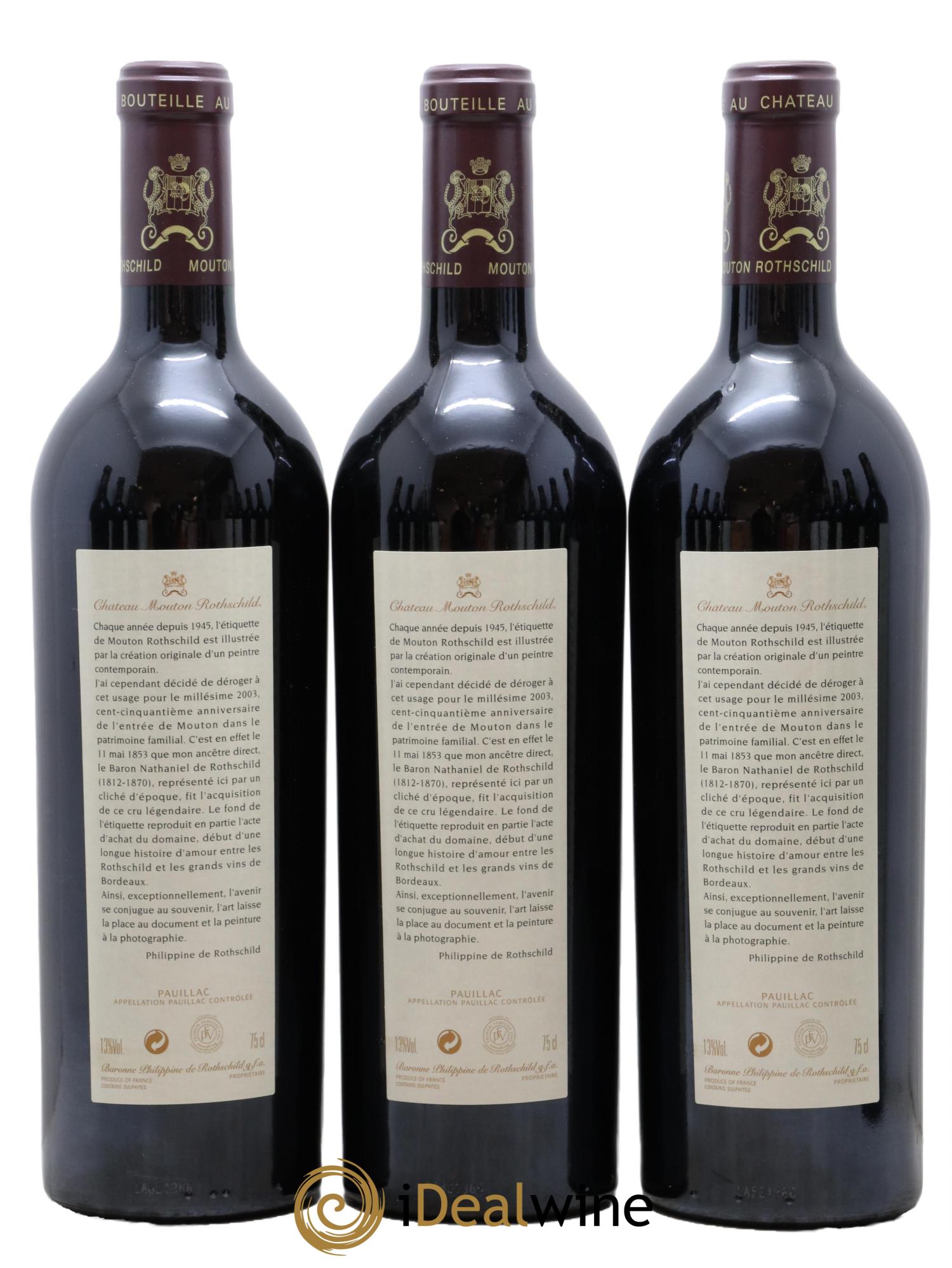 Château Mouton Rothschild 1er Grand Cru Classé  2003 - Lotto di 12 bottiglie - 2