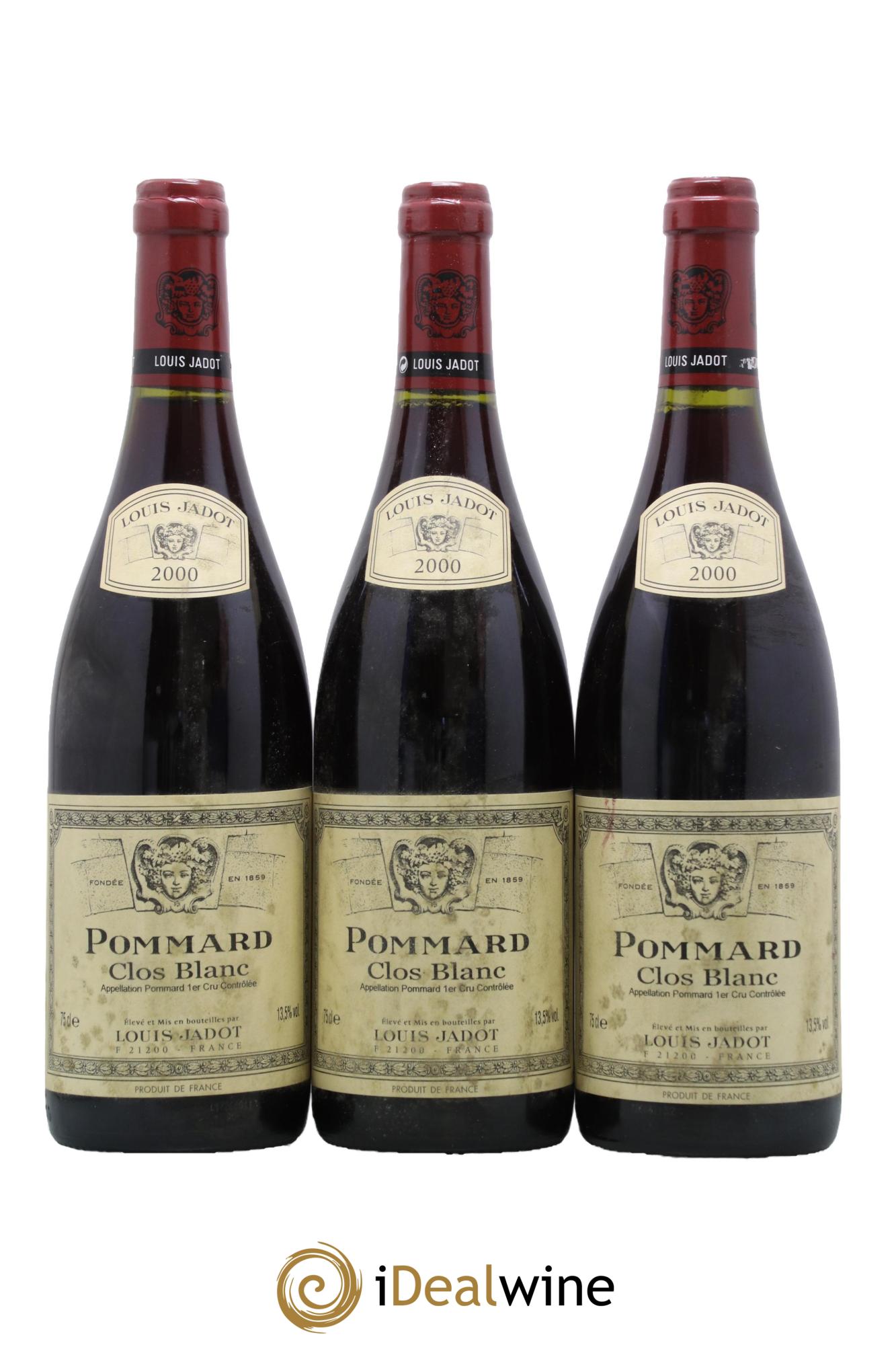 Pommard 1er Cru Le Clos Blanc Maison Louis Jadot 2000 - Lot of 3 bottles - 0