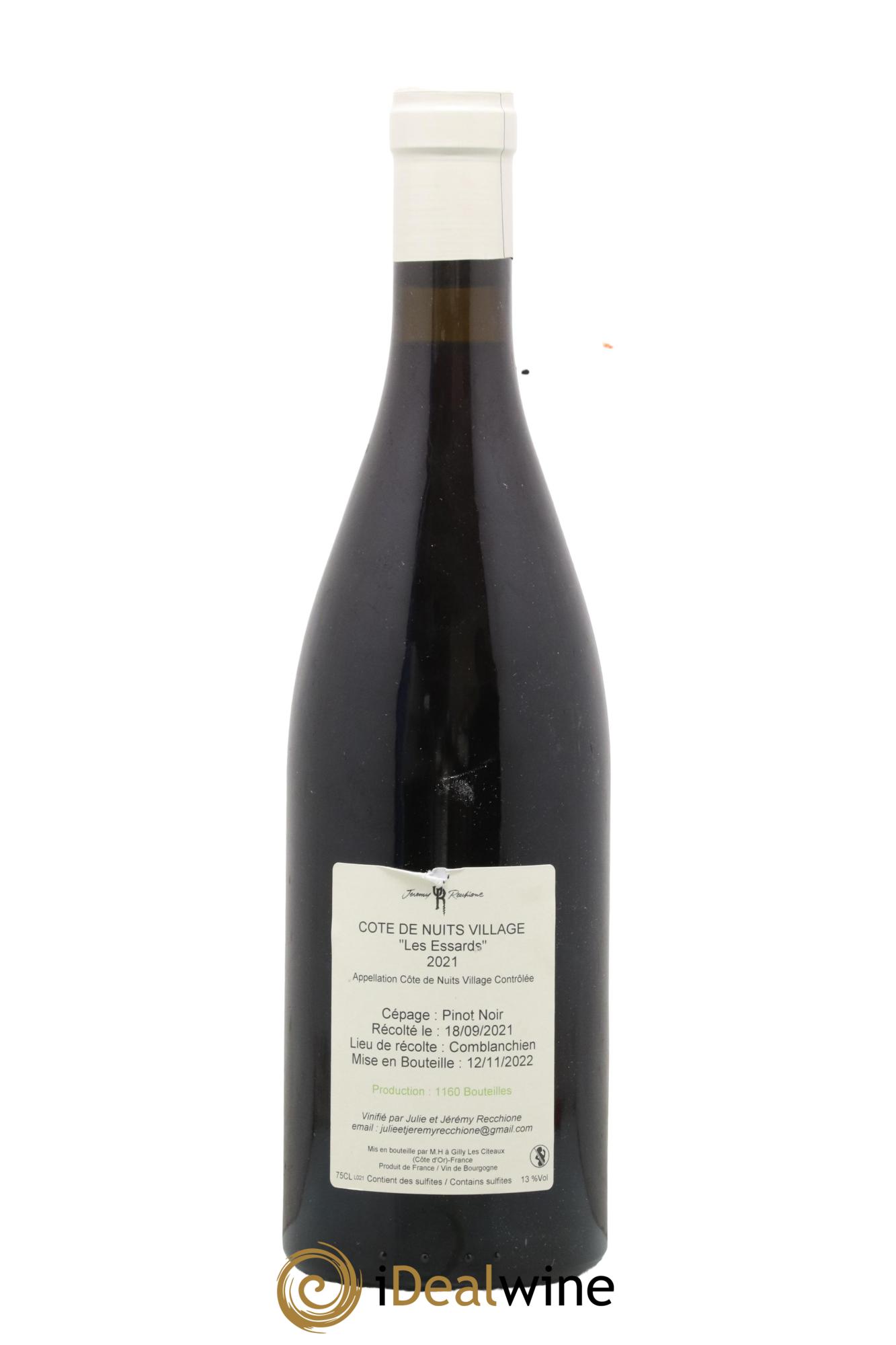 Côte de Nuits-Villages Les Essarts Jérémy Recchione 2021 - Posten von 1 Flasche - 1