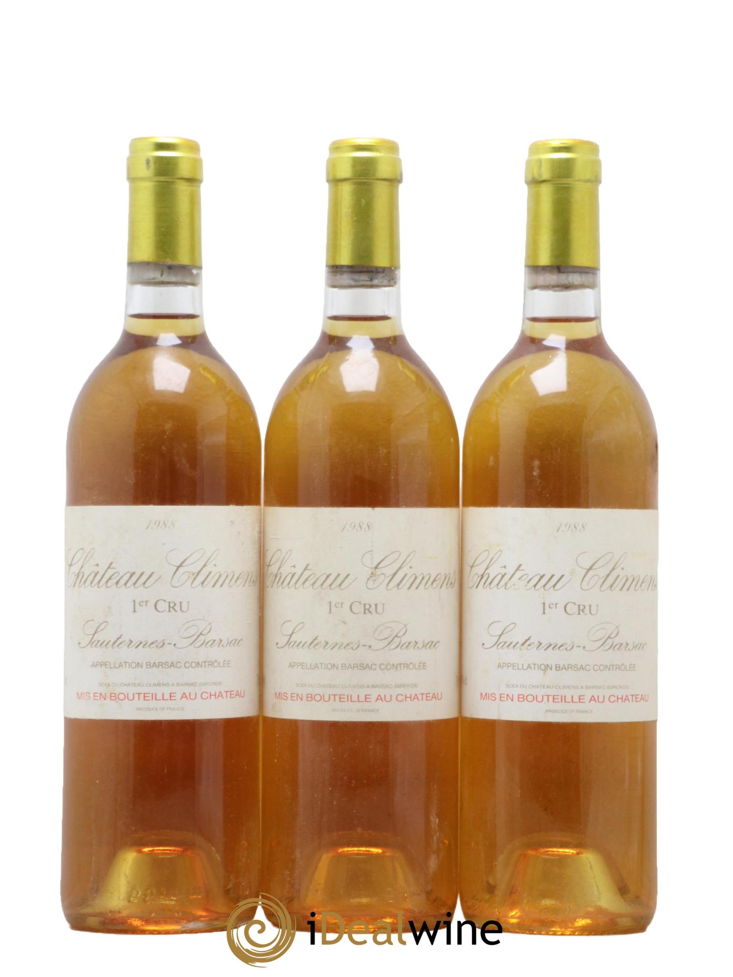 Château Climens 1er Grand Cru Classé 1988 - Lot of 3 bottles - 0