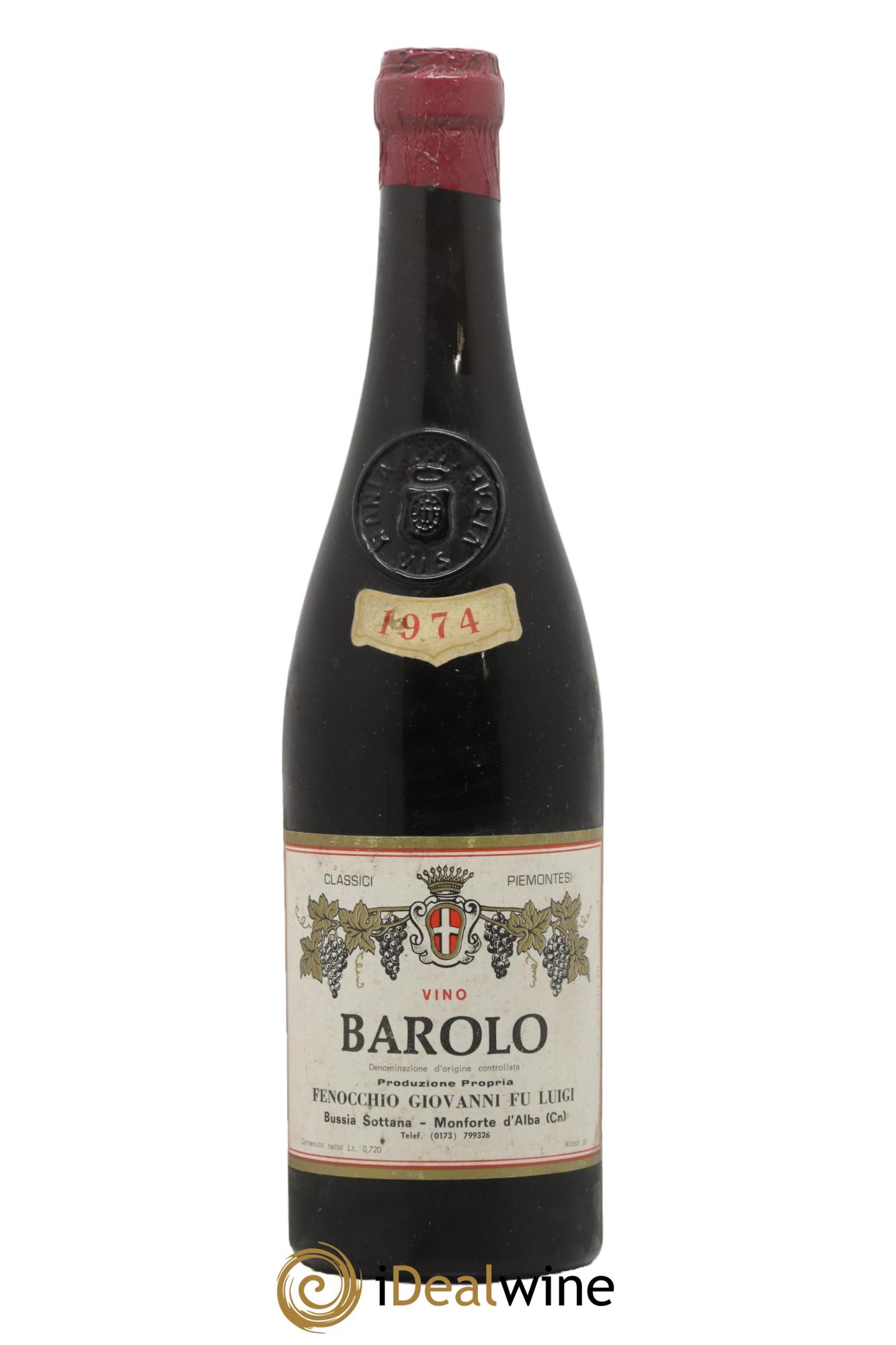 Barolo DOCG Fenocchio Giovanni Bussia Sottana 1974 - Posten von 1 Flasche - 0