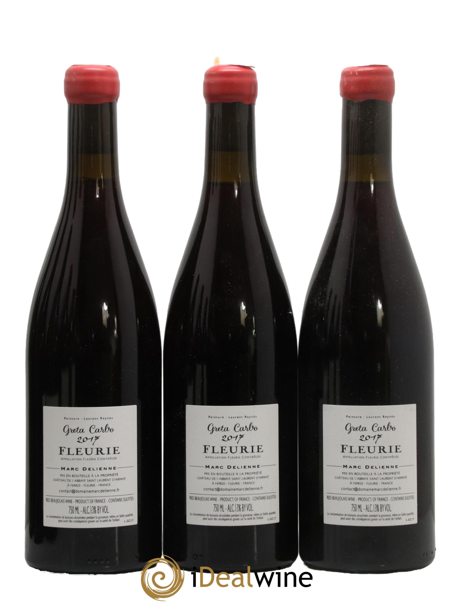 Fleurie Greta Carbo Marc Delienne 2017 - Posten von 3 Flaschen - 1