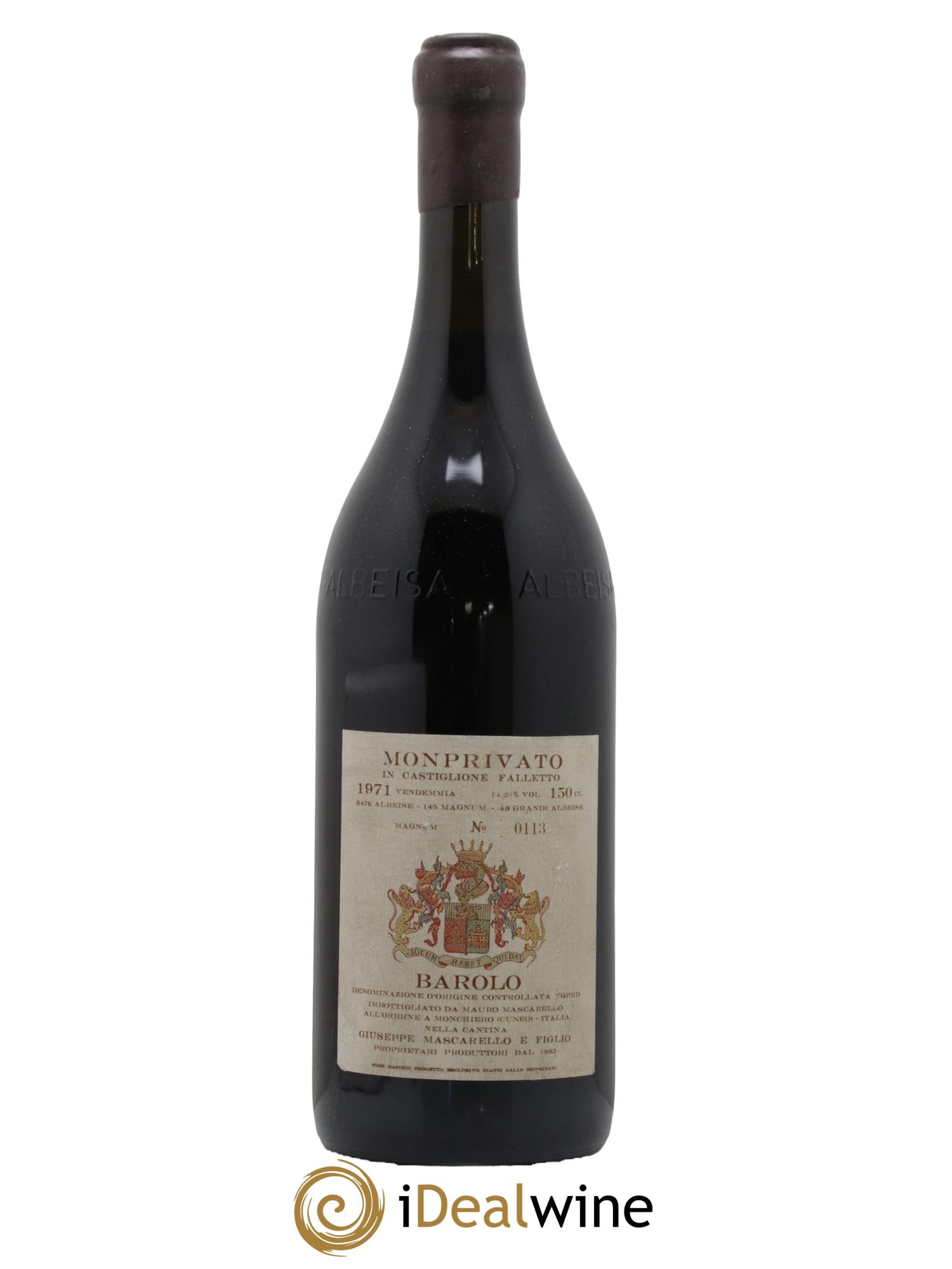 Barolo DOCG Monprivato Giuseppe Mascarello  1971 - Lotto di 1 magnum - 0