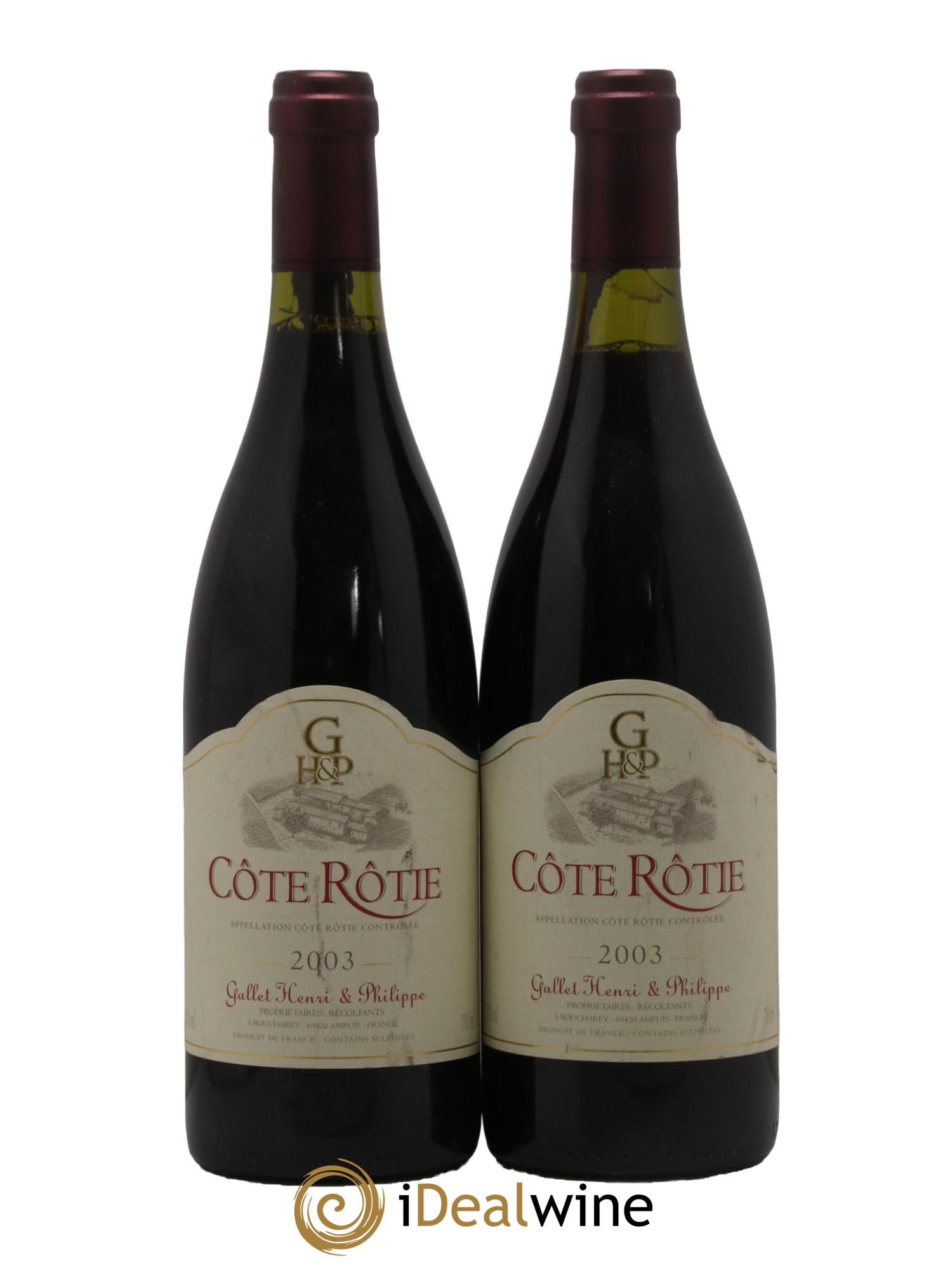 Côte-Rôtie Domaine Gallet 2003 - Lotto di 2 bottiglie - 0