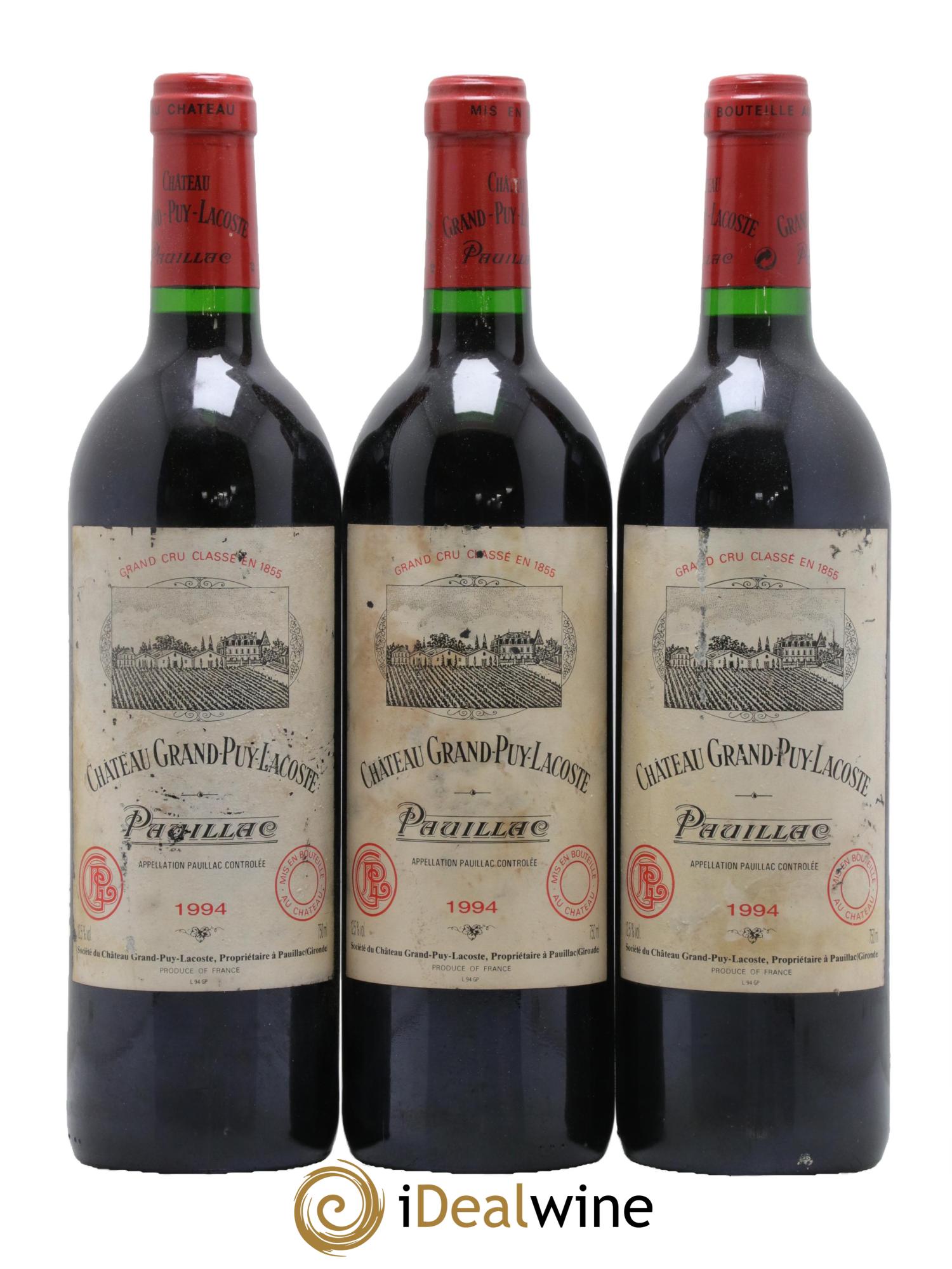 Château Grand Puy Lacoste 5ème Grand Cru Classé 1994 - Lot de 3 bouteilles - 0