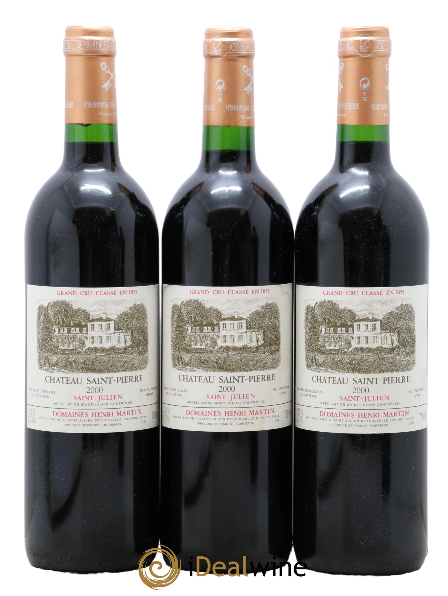 Château Saint-Pierre 4ème Grand Cru Classé  2000 - Lot de 3 bouteilles - 0