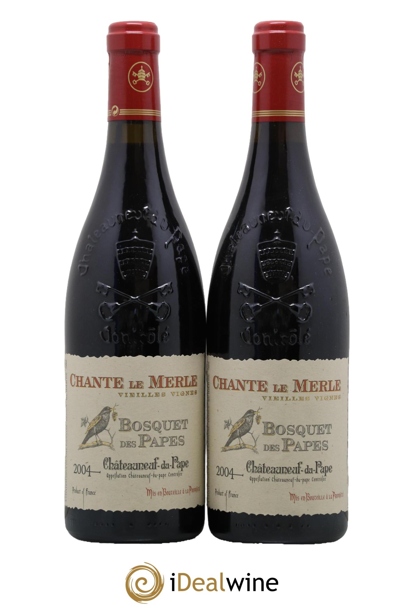 Châteauneuf-du-Pape Bosquet des Papes Chante Le Merle Vieilles Vignes Famille Boiron 2004 - Lotto di 2 bottiglie - 0