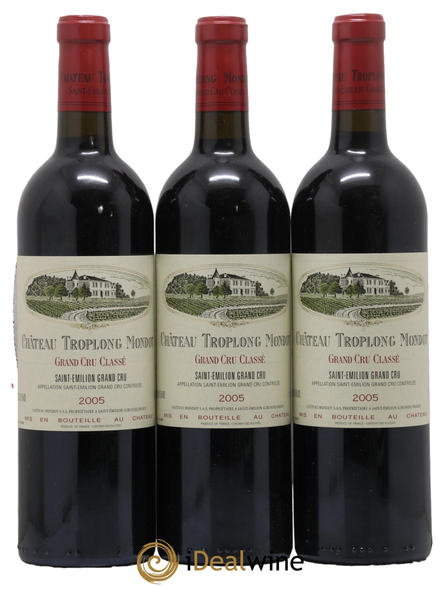 Château Troplong Mondot 1er Grand Cru Classé B 2005 - Lot de 3 bouteilles - 0