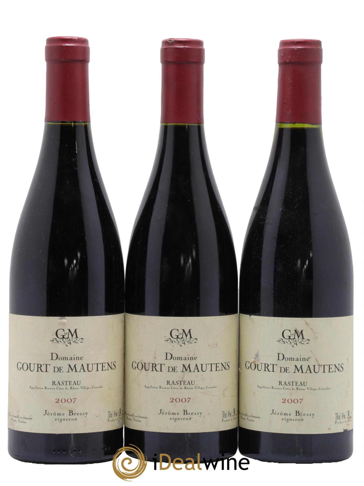 Rasteau Domaine Gourt de Mautens Jérôme Bressy 2007 - Lotto di 3 bottiglie - 0