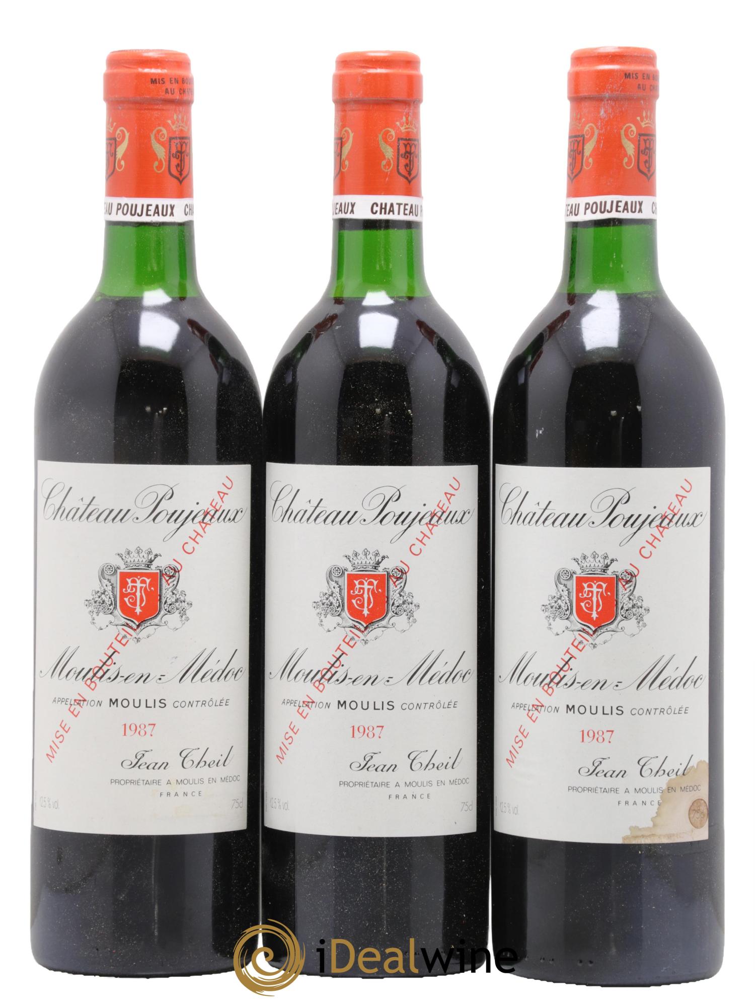 Château Poujeaux 1987 - Lot de 3 bouteilles - 0