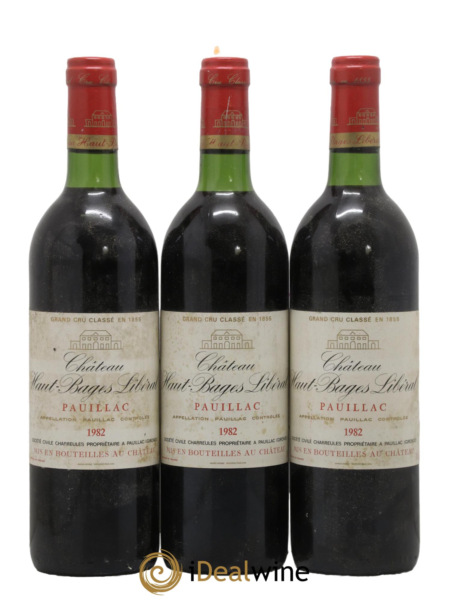 Château Haut Bages Libéral 5ème Grand Cru Classé 1982 - Lot de 3 bouteilles - 0