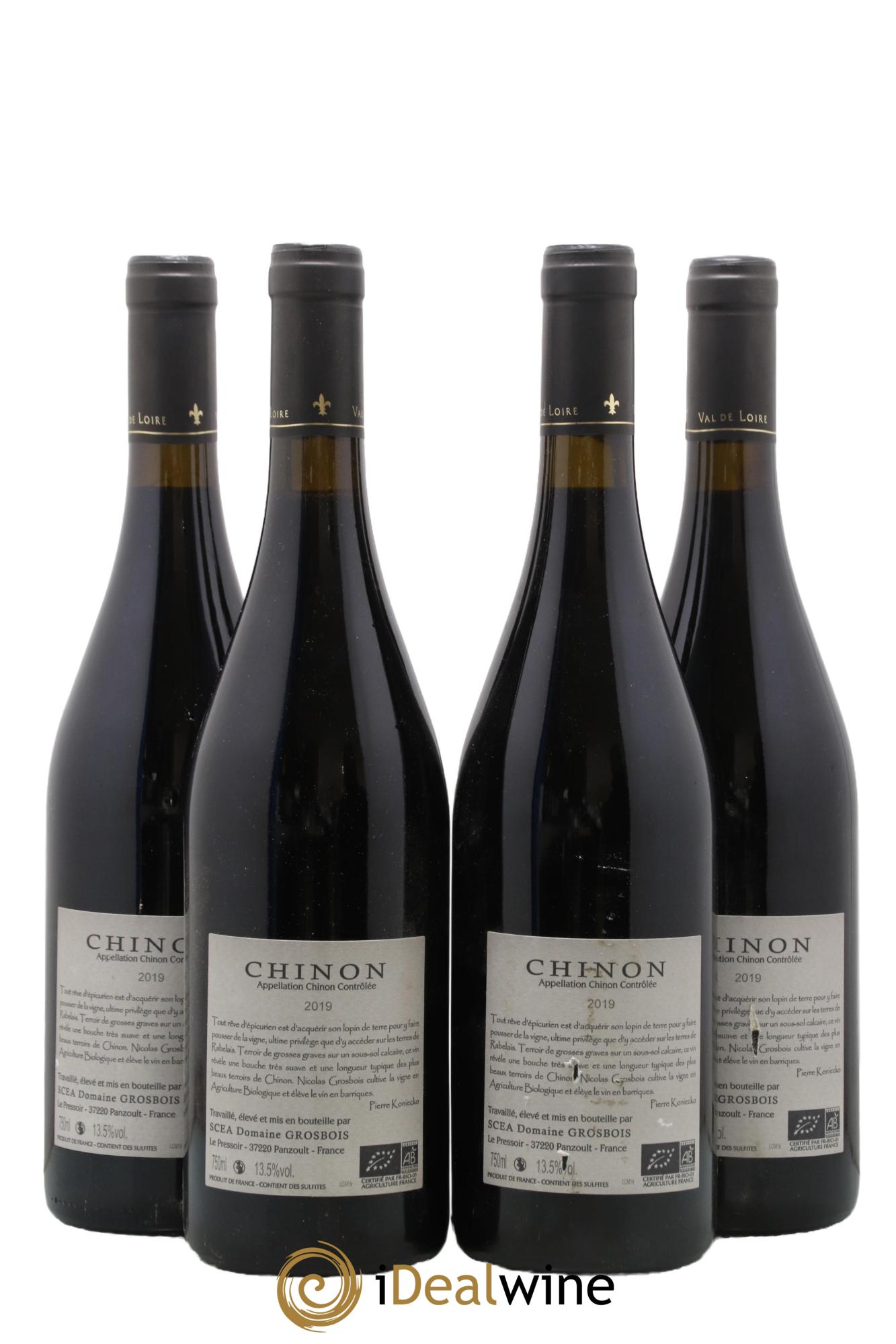 Chinon Montet Domaine Grosbois 2019 - Lotto di 4 bottiglie - 1