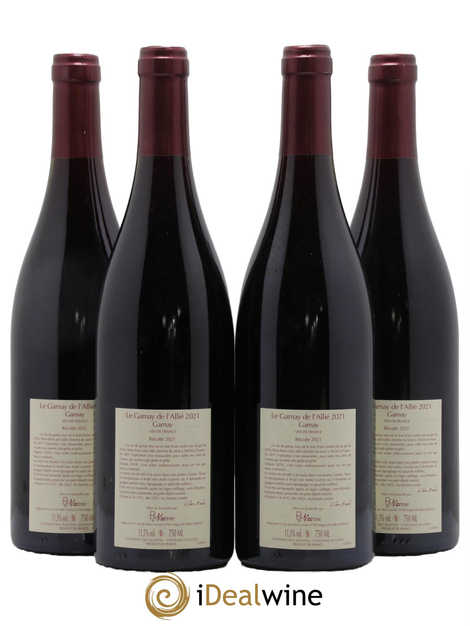 Vin de France Le Gamay de l'Allié Binaume Bizot-Naudin 2021 - Lot of 4 bottles - 1