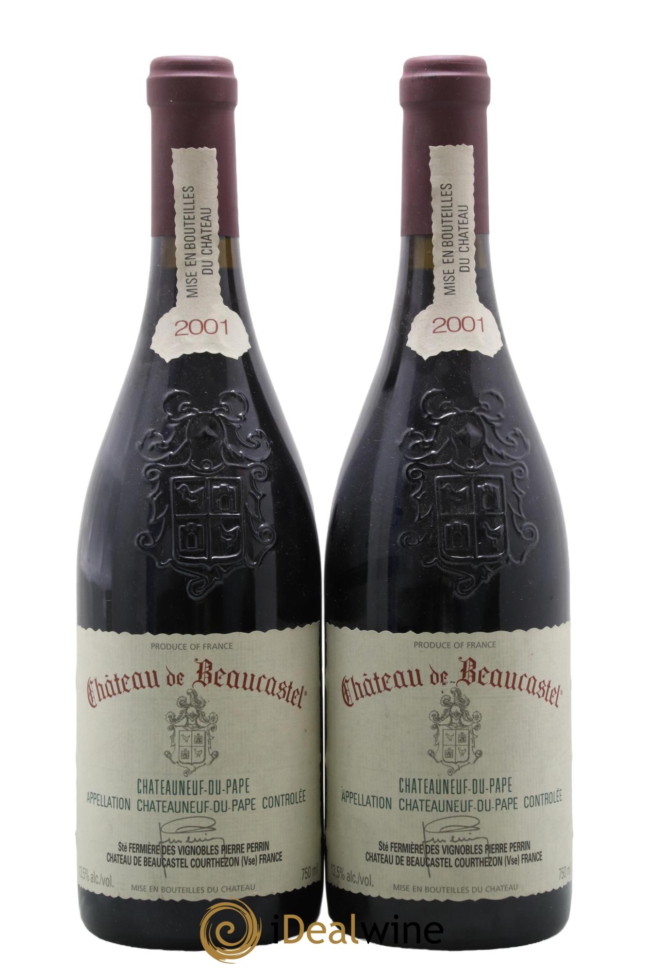 Châteauneuf-du-Pape Château de Beaucastel Famille Perrin 2001 - Lotto di 2 bottiglie - 0