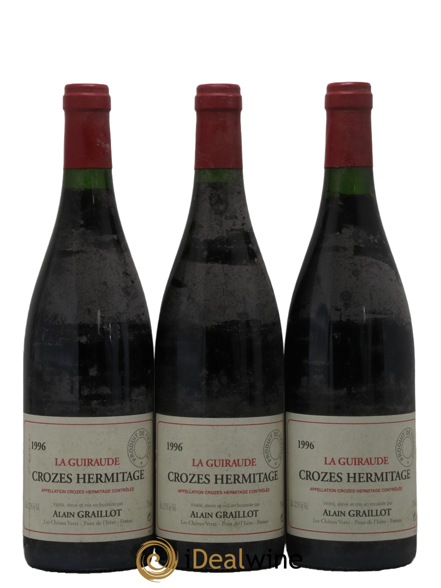 Crozes-Hermitage La Guiraude Domaine Graillot 1996 - Lotto di 3 bottiglie - 0