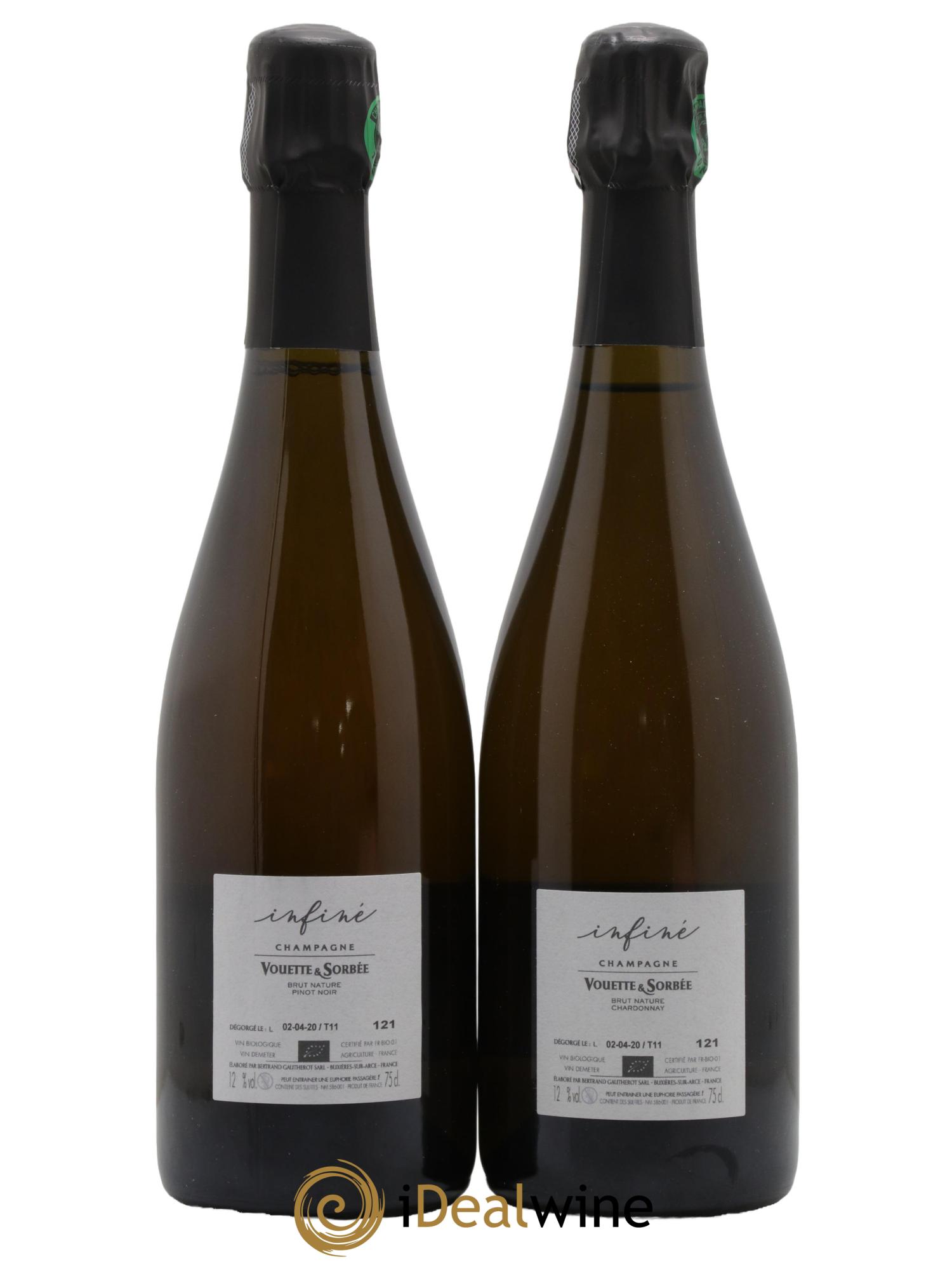 Champagne Infiné Vouette et Sorbée - Lot of 2 bottles - 1