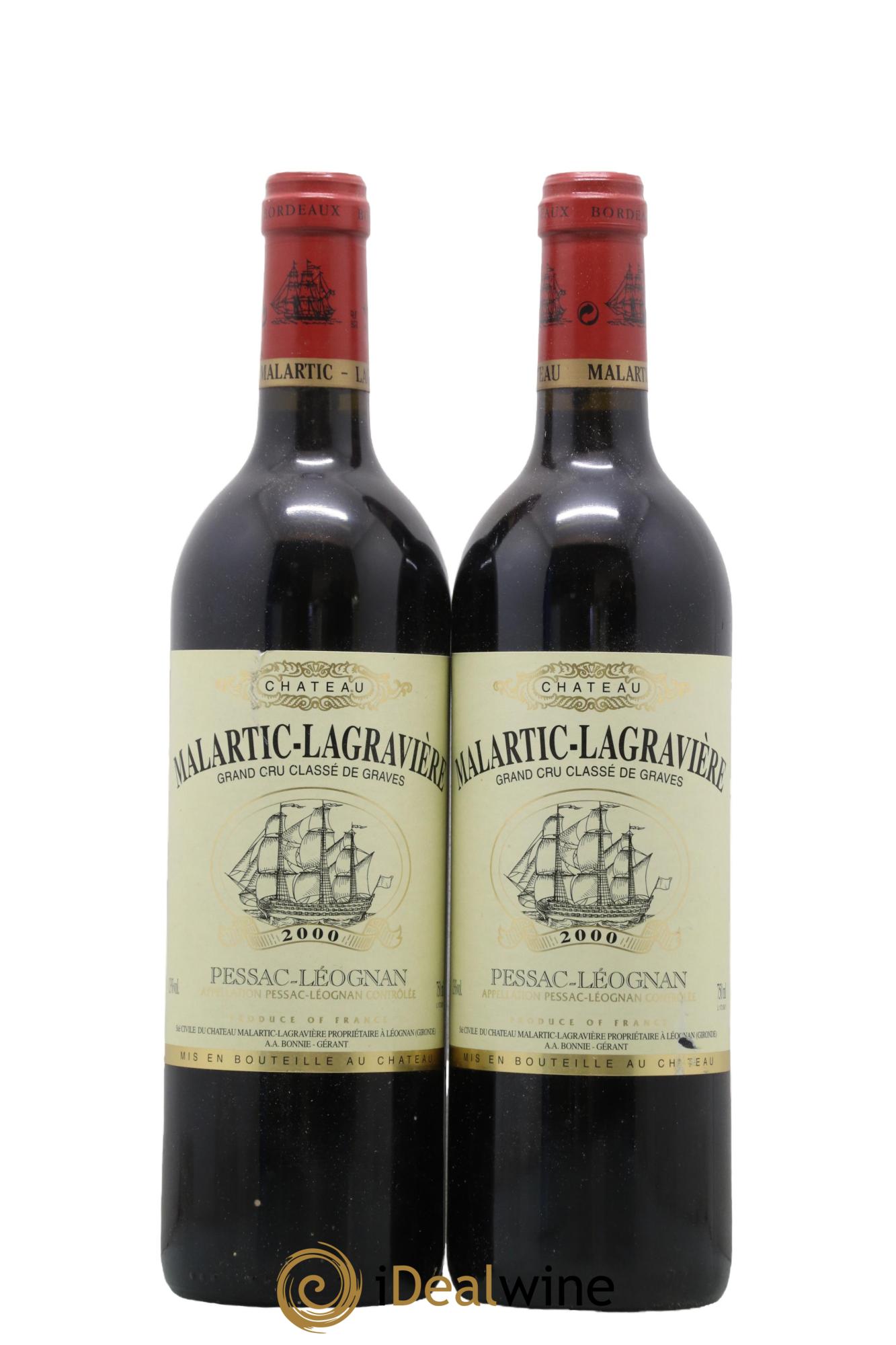 Château Malartic-Lagravière Cru Classé de Graves 2000 - Lot of 2 bottles - 0