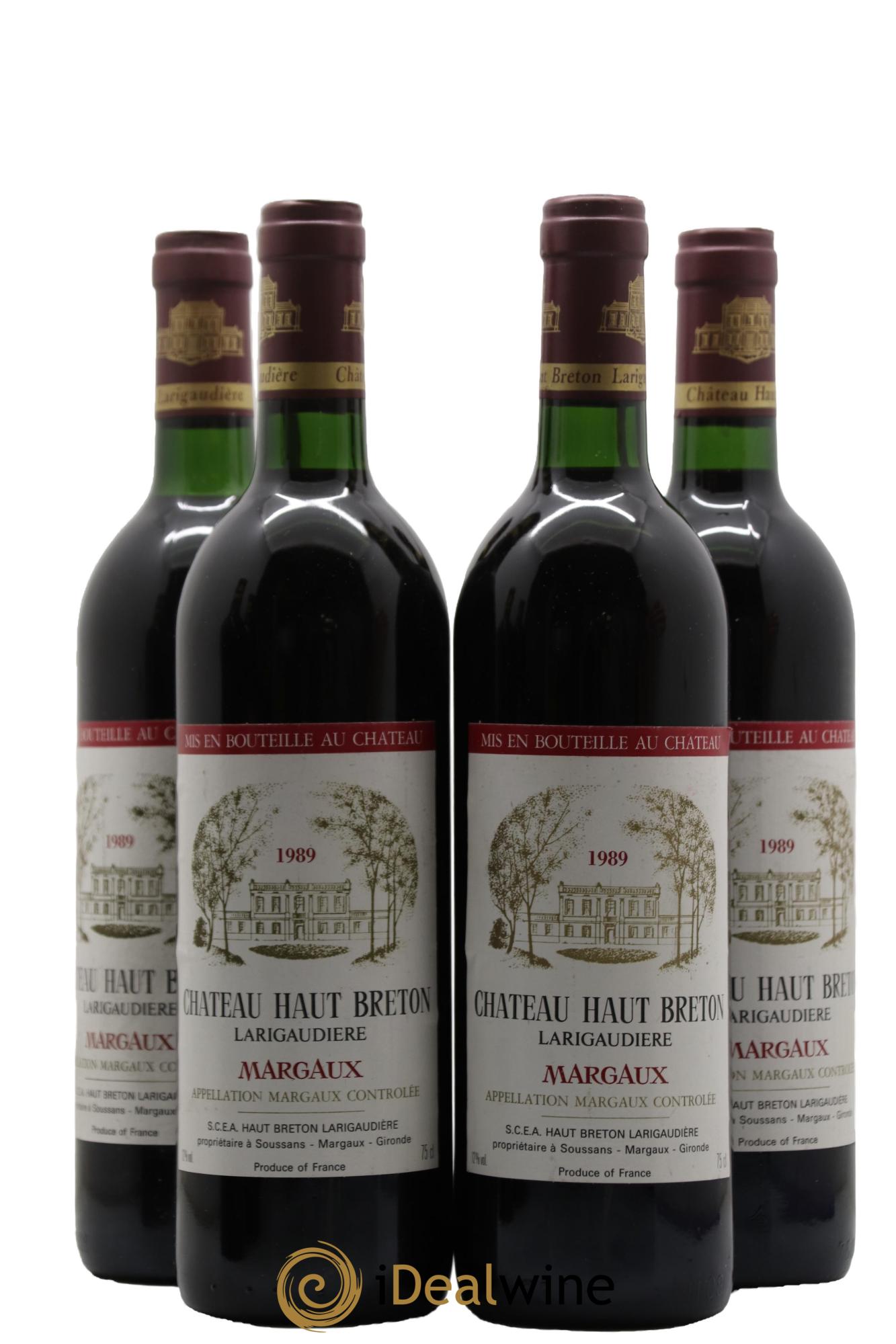 Château Haut Breton Larigaudière Cru Bourgeois 1989 - Lot de 4 bouteilles - 0