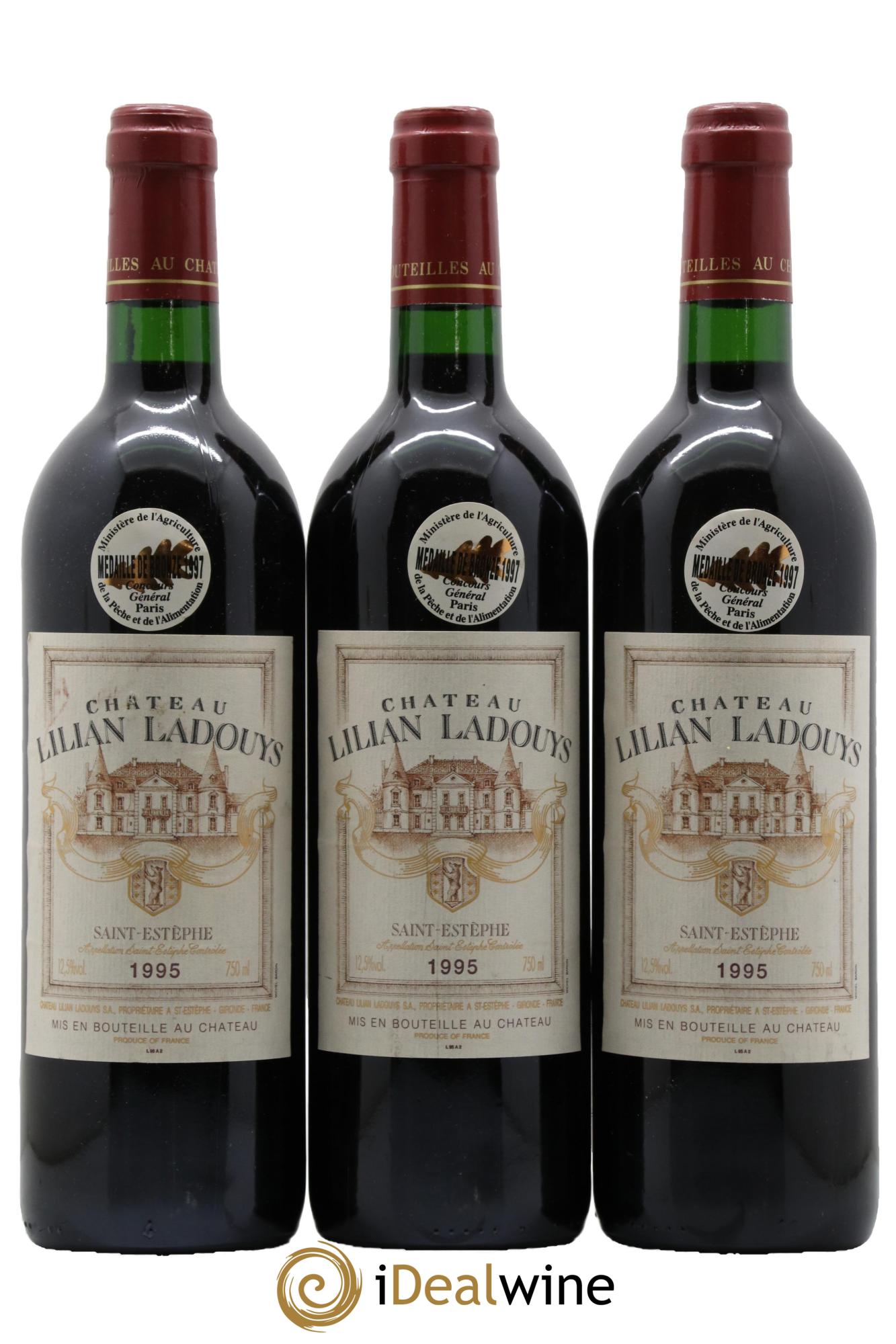 Château Lilian Ladouys Cru Bourgeois 1995 - Lot de 3 bouteilles - 0