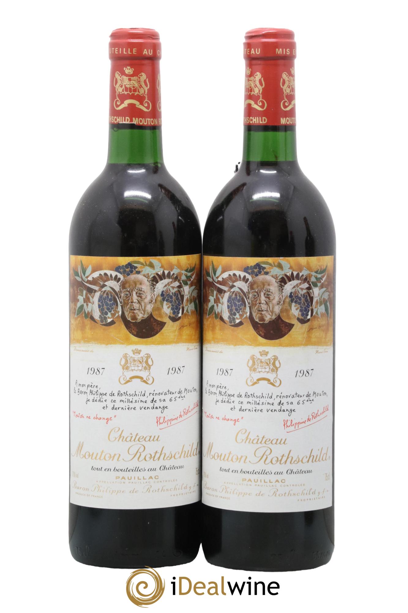 Château Mouton Rothschild 1er Grand Cru Classé 1987 - Lot de 2 bouteilles - 0