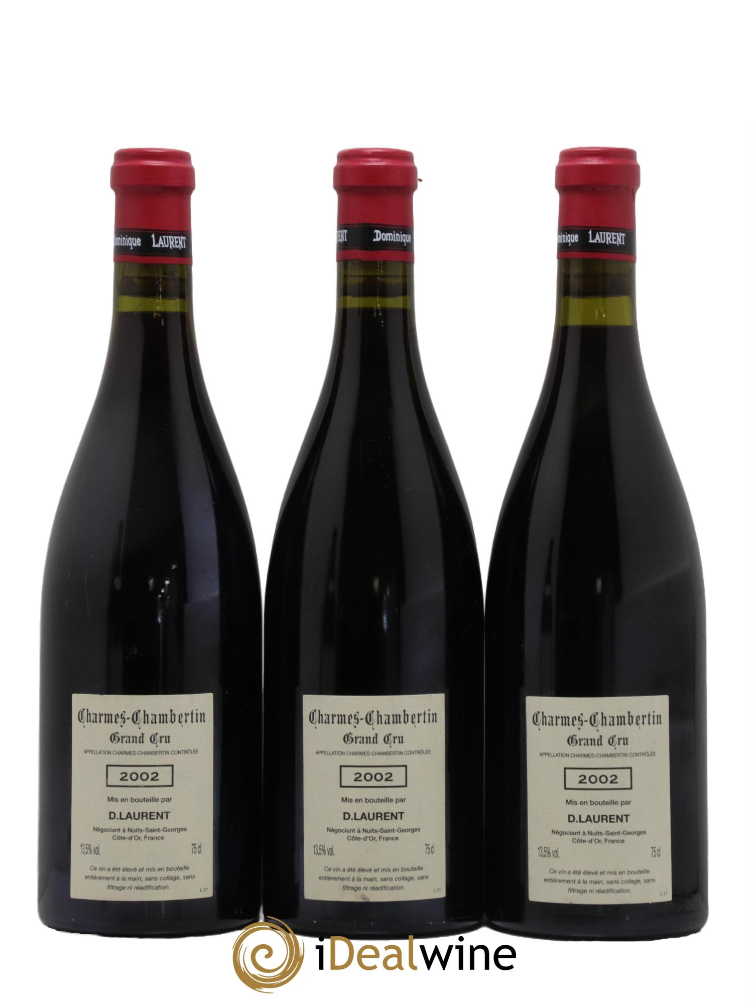 Charmes-Chambertin Grand Cru Vieilles Vignes Dominique Laurent 2002 - Lot of 3 bottles - 1